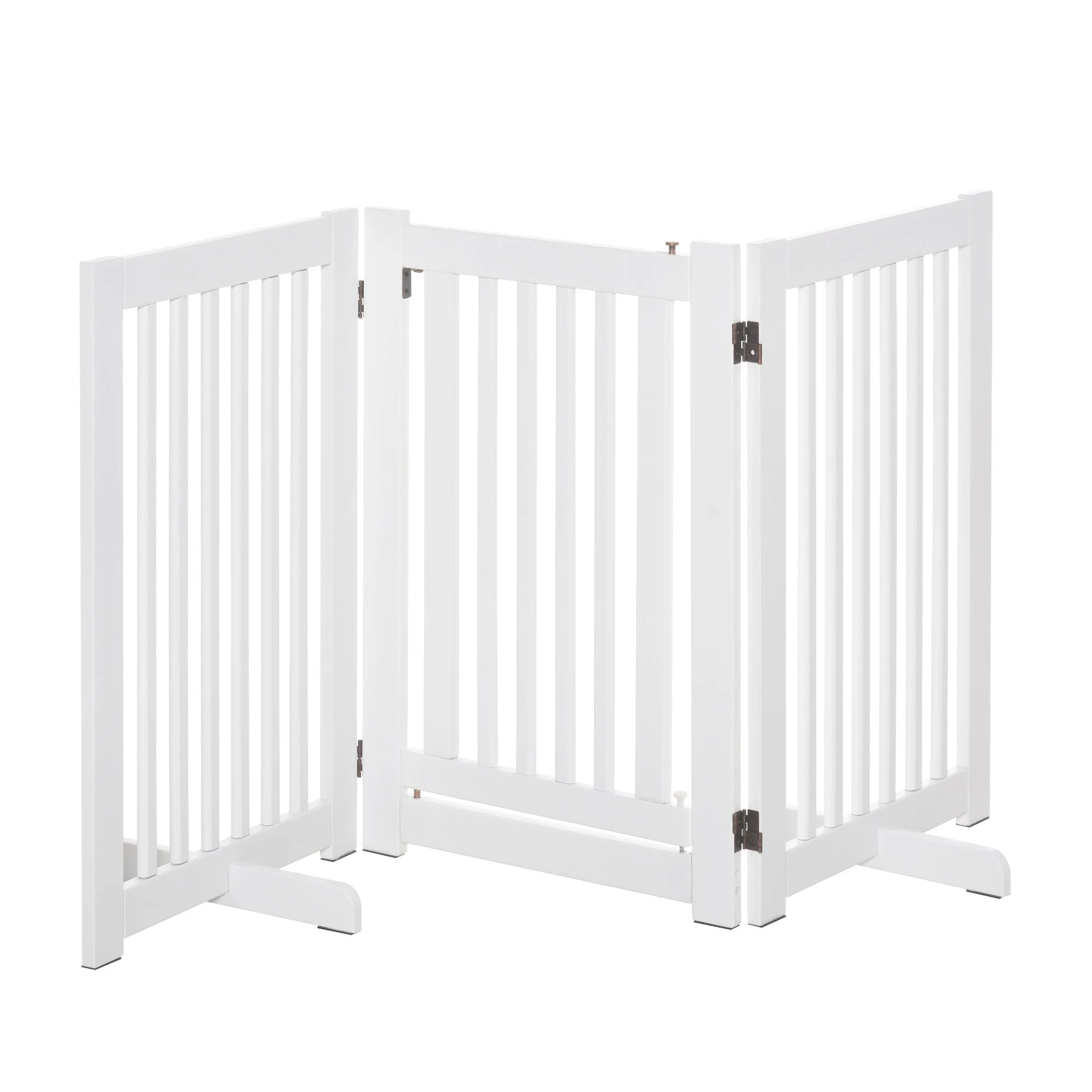 PawHut Pet Gate Medium-density fibreboard Freestanding Expandable Dog Gate Wood Doorway Pet Barrier Fence w/ Latched Door White - Image 5