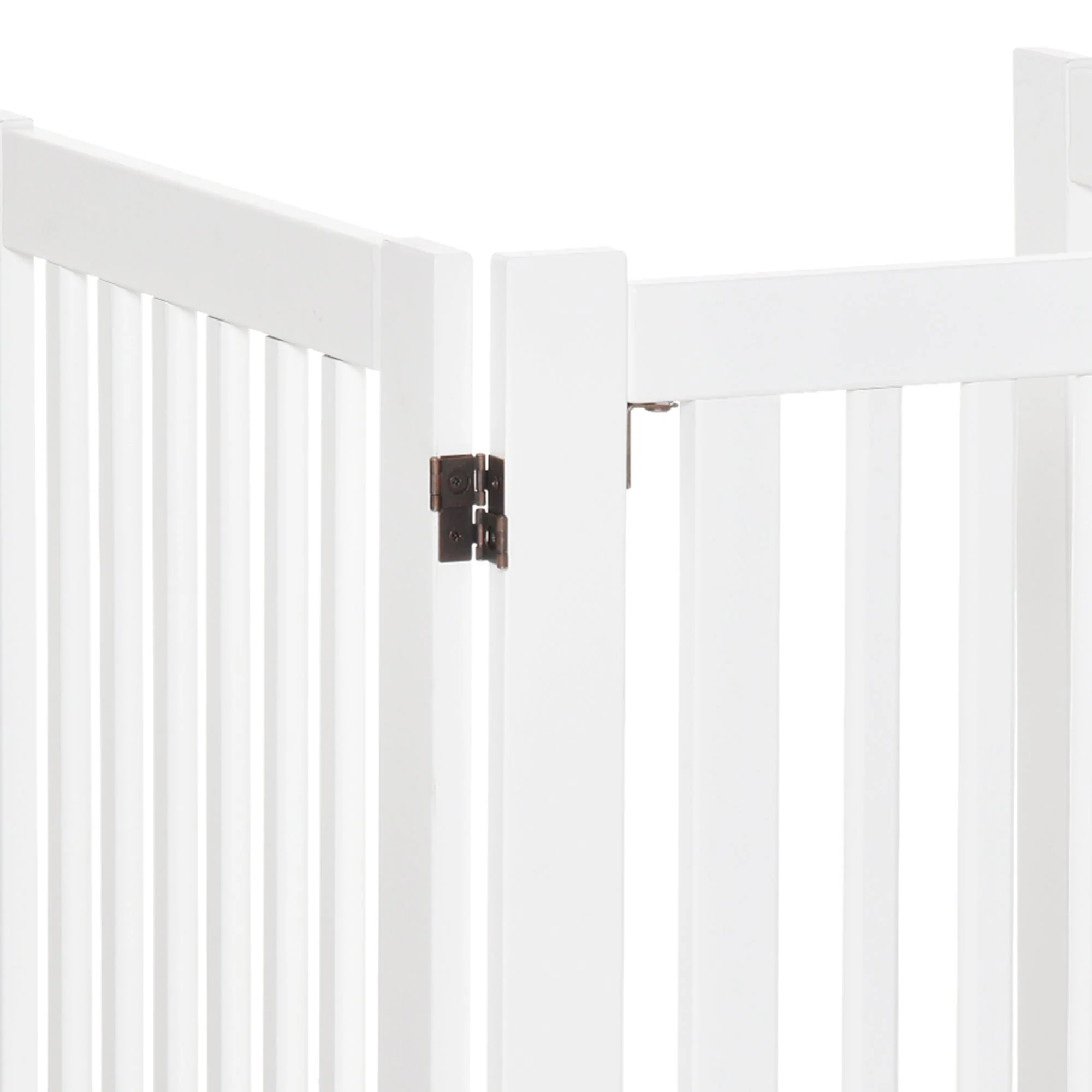 PawHut Pet Gate Medium-density fibreboard Freestanding Expandable Dog Gate Wood Doorway Pet Barrier Fence w/ Latched Door White - Image 8