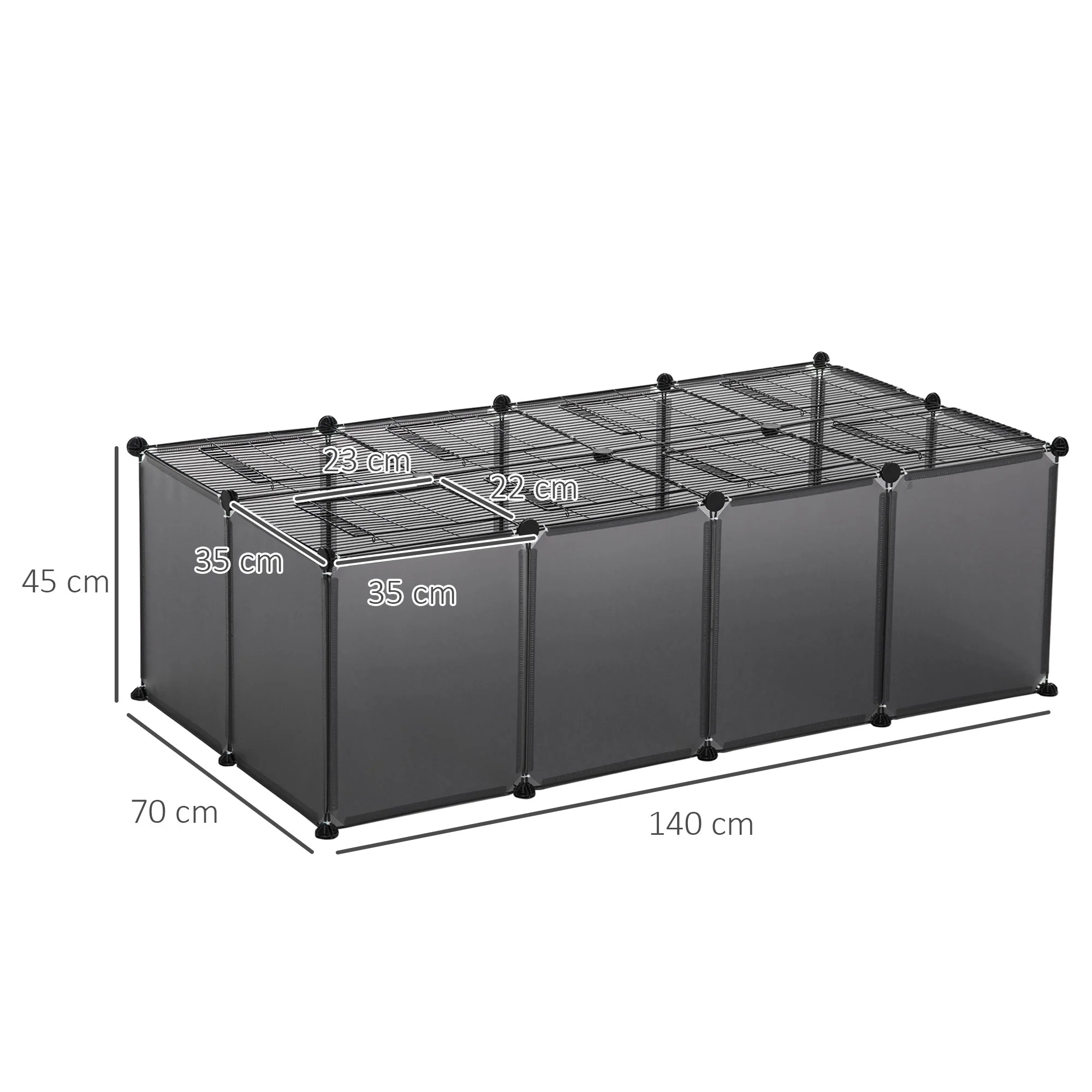 Pawhut Pet Playpen With Door Guinea Pigs Metal Mesh Cage With Mallet Grey - Image 3