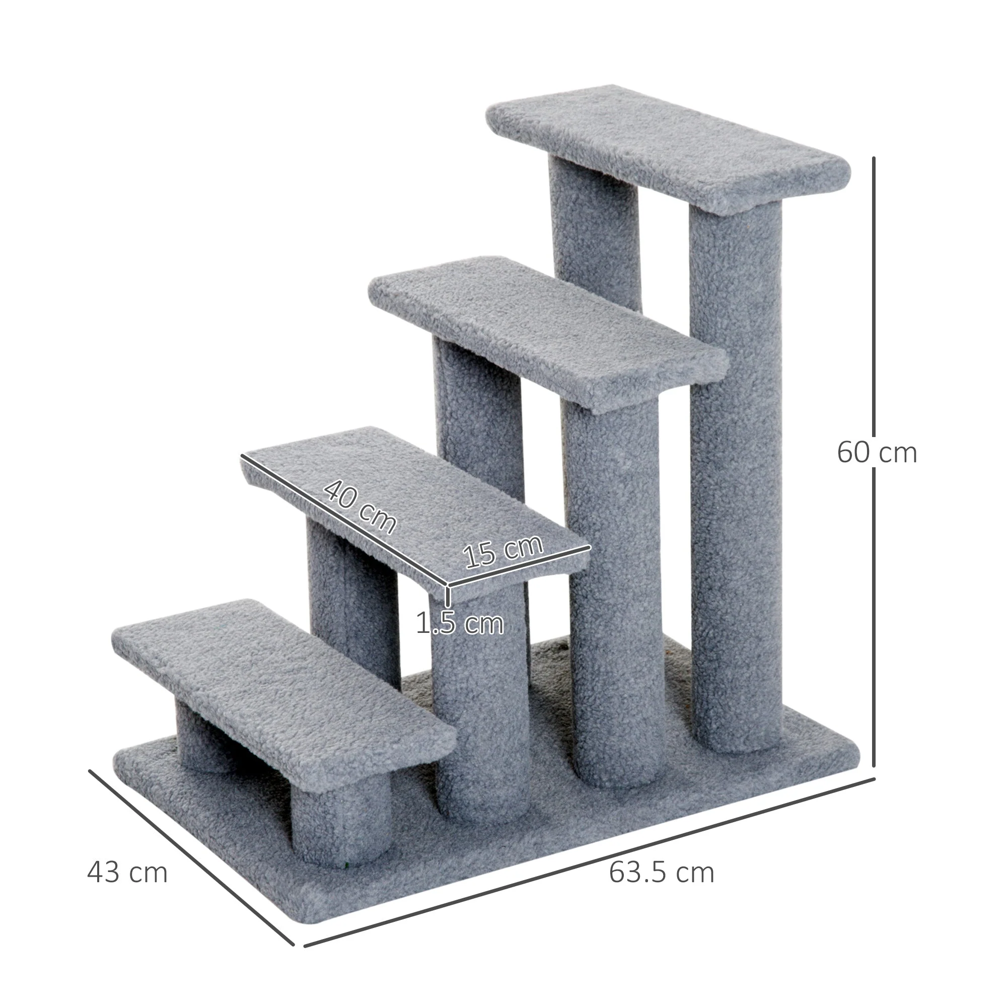 PawHut Pet Ramp Stairs Cat Tree Ladder Safety Steps Climbing Frame - Image 2