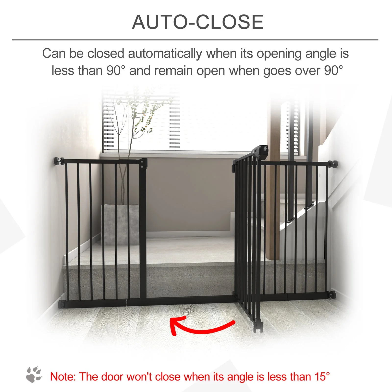 PawHut Pet Safety Gate Retractable Divider Home w/ 3 Extensions and Adjustable Screws - Image 6
