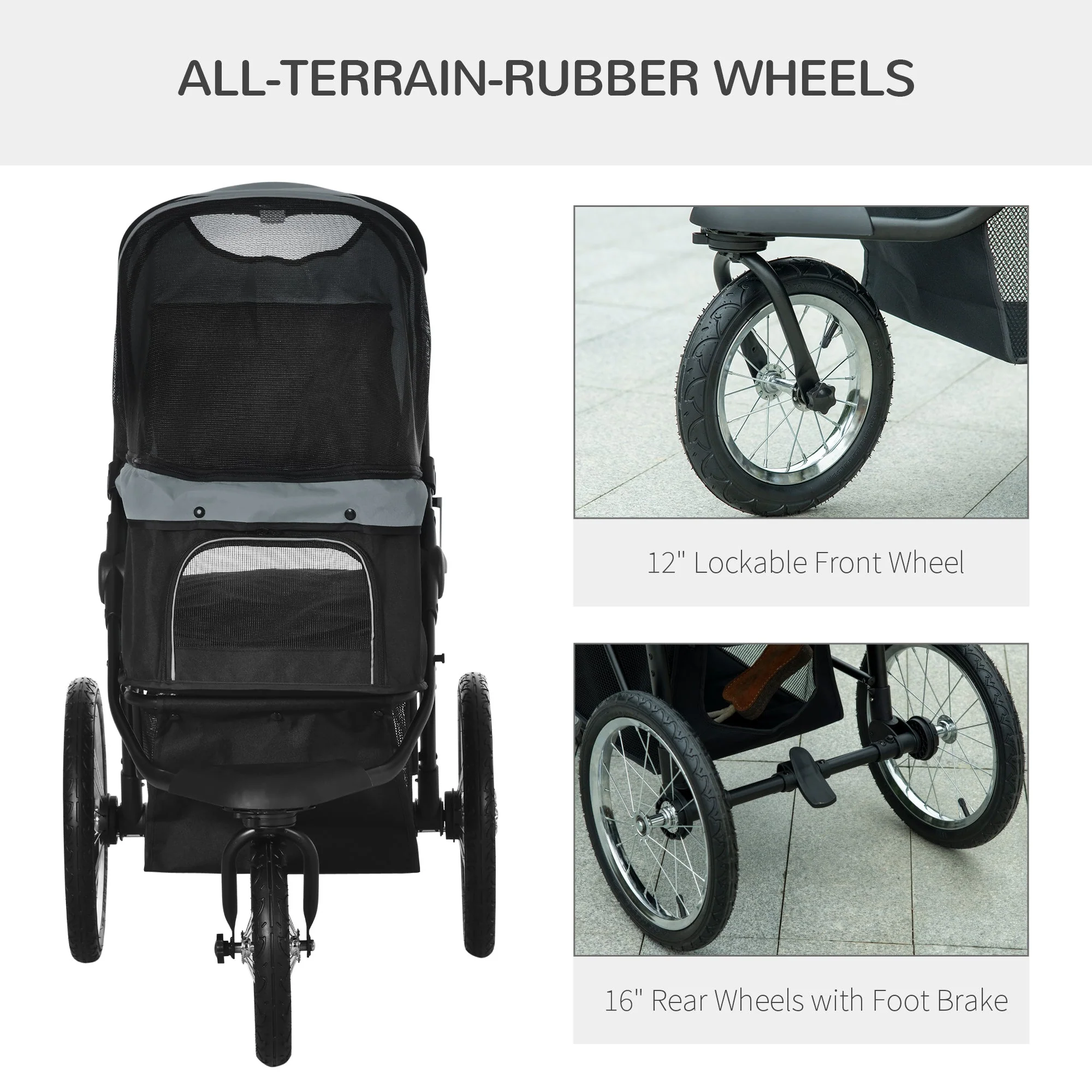 PawHut Pet Stroller Jogger for Medium - Image 5