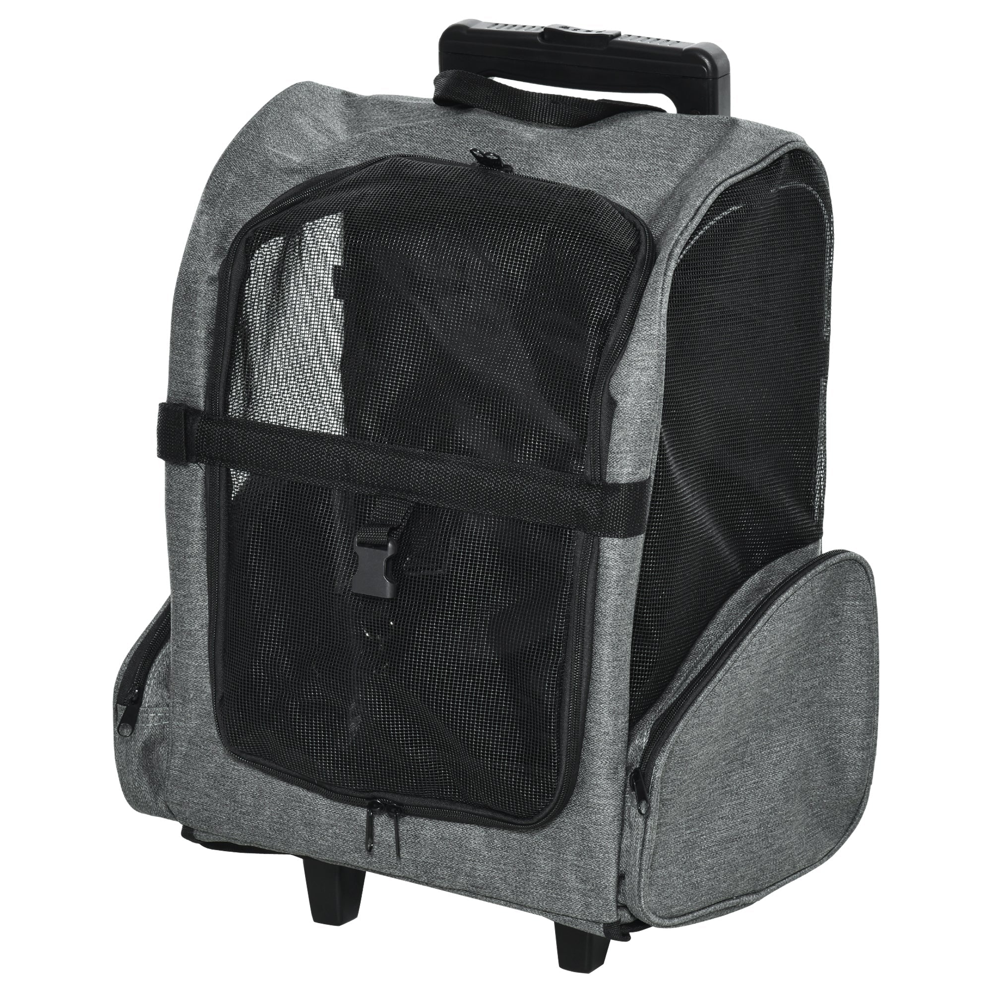 PawHut Pet Travel Backpack Bag Cat Puppy Dog Carrier w/ Trolley and Telescopic Wheel - Image 2