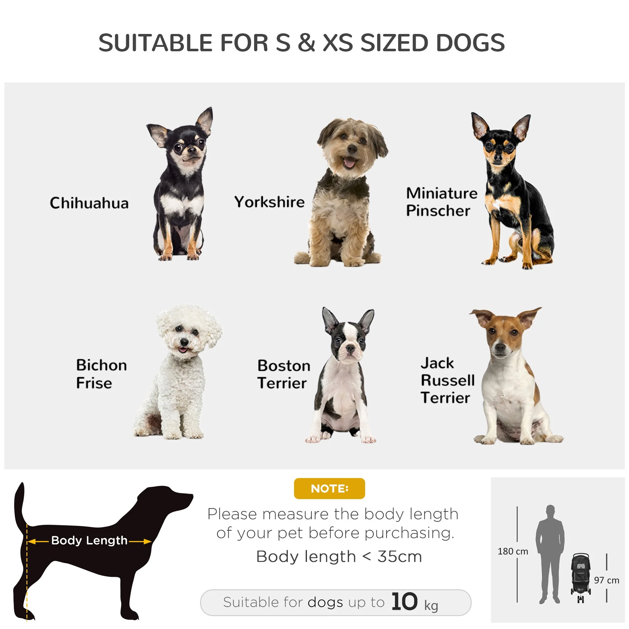 PawHut Pet Travel Stroller Cat Dog Pushchair Trolley Puppy Jogger Carrier Three Wheels for Small Miniature DogsBlack - Image 8