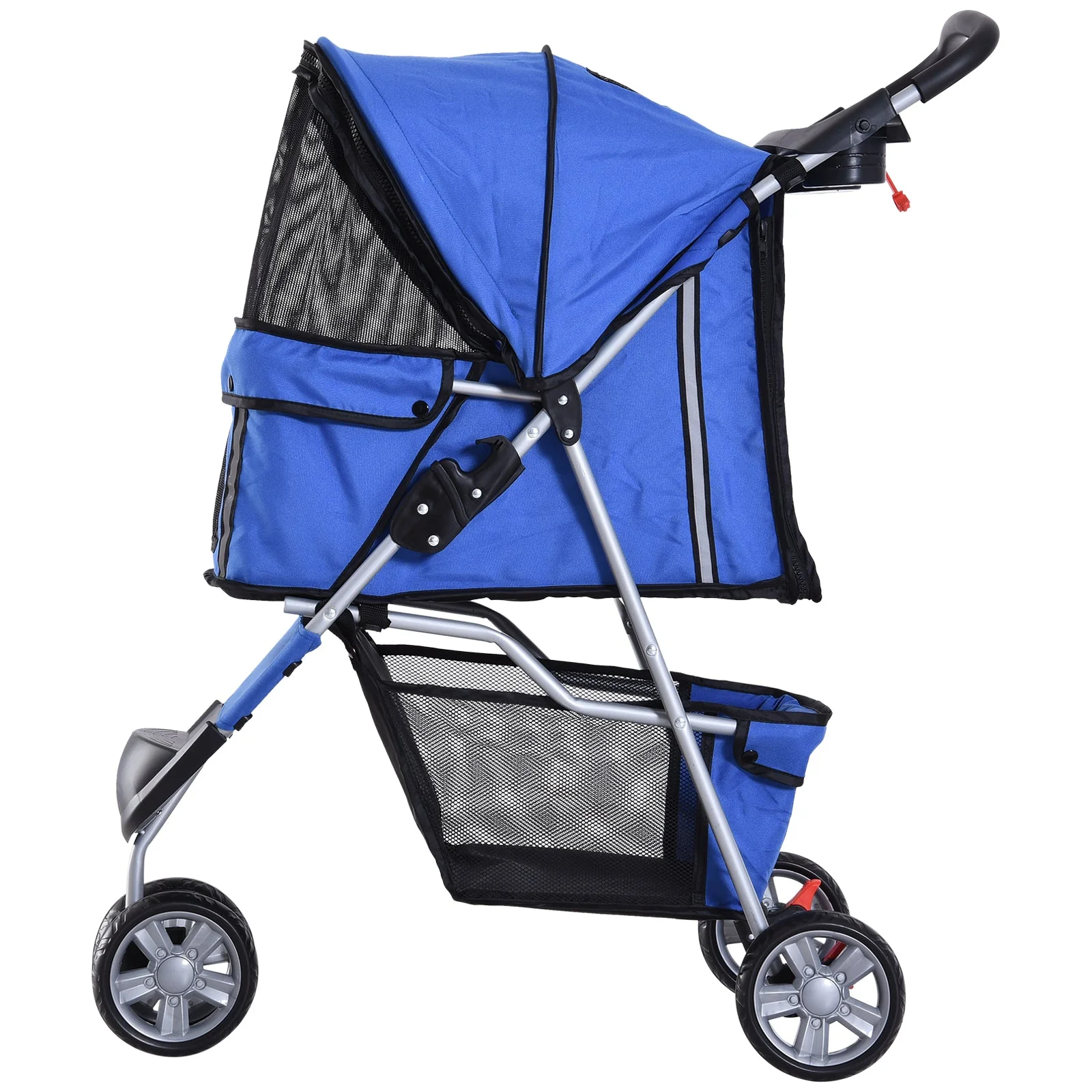 PawHut Pet Travel Stroller Cat Dog Pushchair Trolley Puppy Jogger Carrier Three Wheels for Small Miniature DogsBlue - Image 9