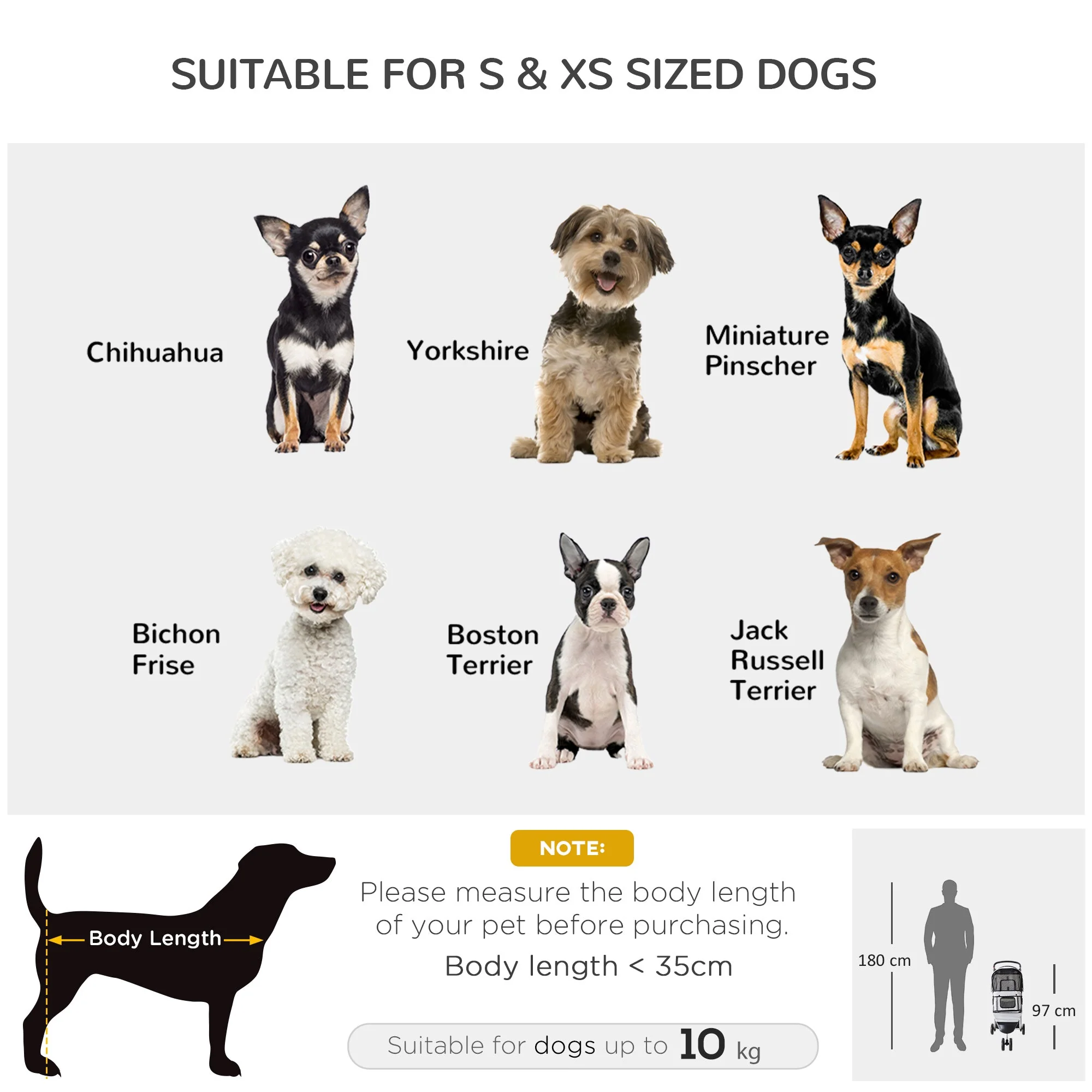 PawHut Pet Travel Stroller Cat Dog Pushchair Trolley Puppy Jogger Carrier Three Wheels for Small Miniature DogsGrey - Image 8