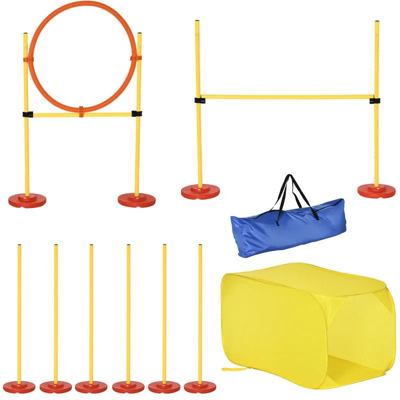 Pawhut Portable Pet Agility Training Obstacle Set For Dogs W/ Adjustable High Jumping Pole - Image 2