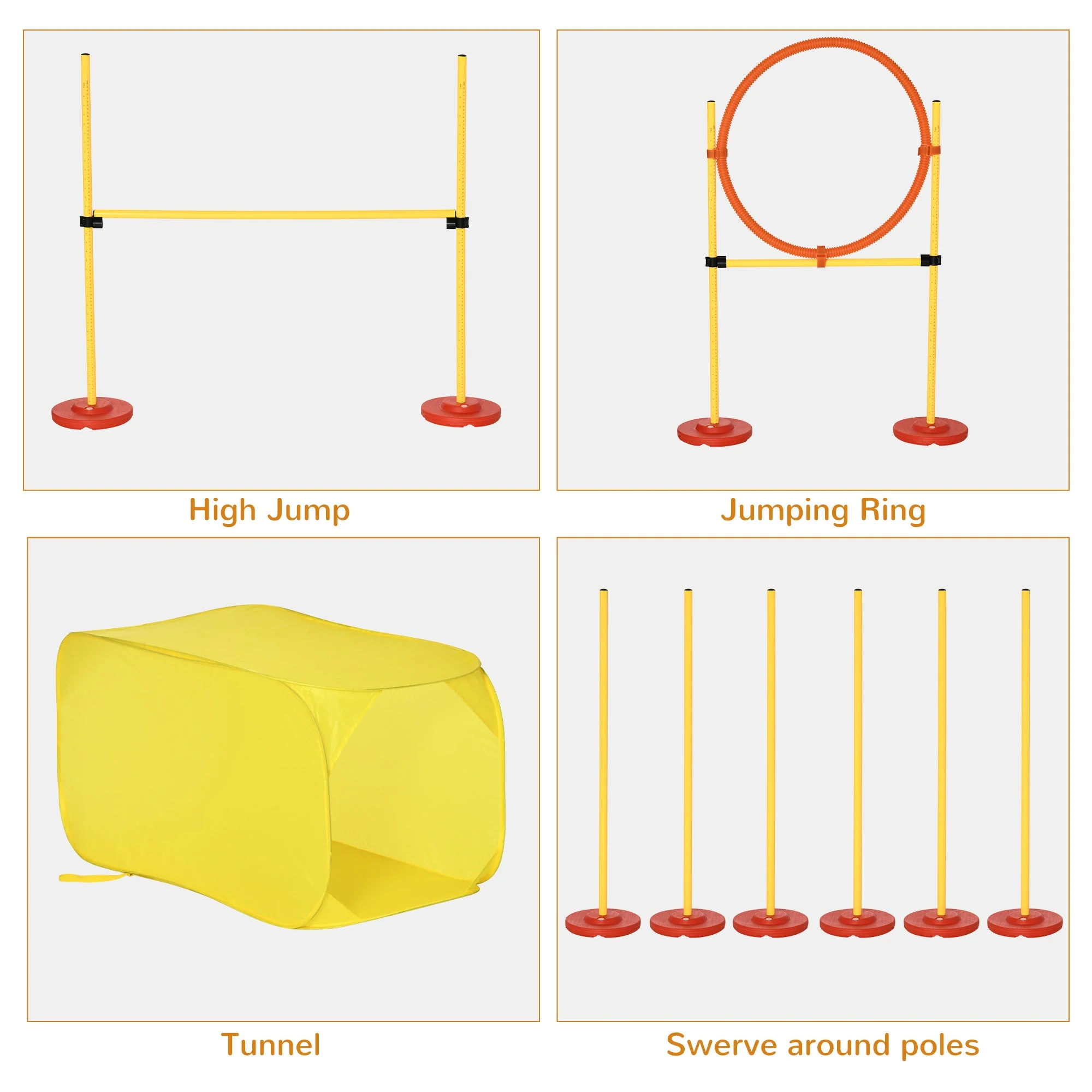 Pawhut Portable Pet Agility Training Obstacle Set For Dogs W/ Adjustable High Jumping Pole - Image 4
