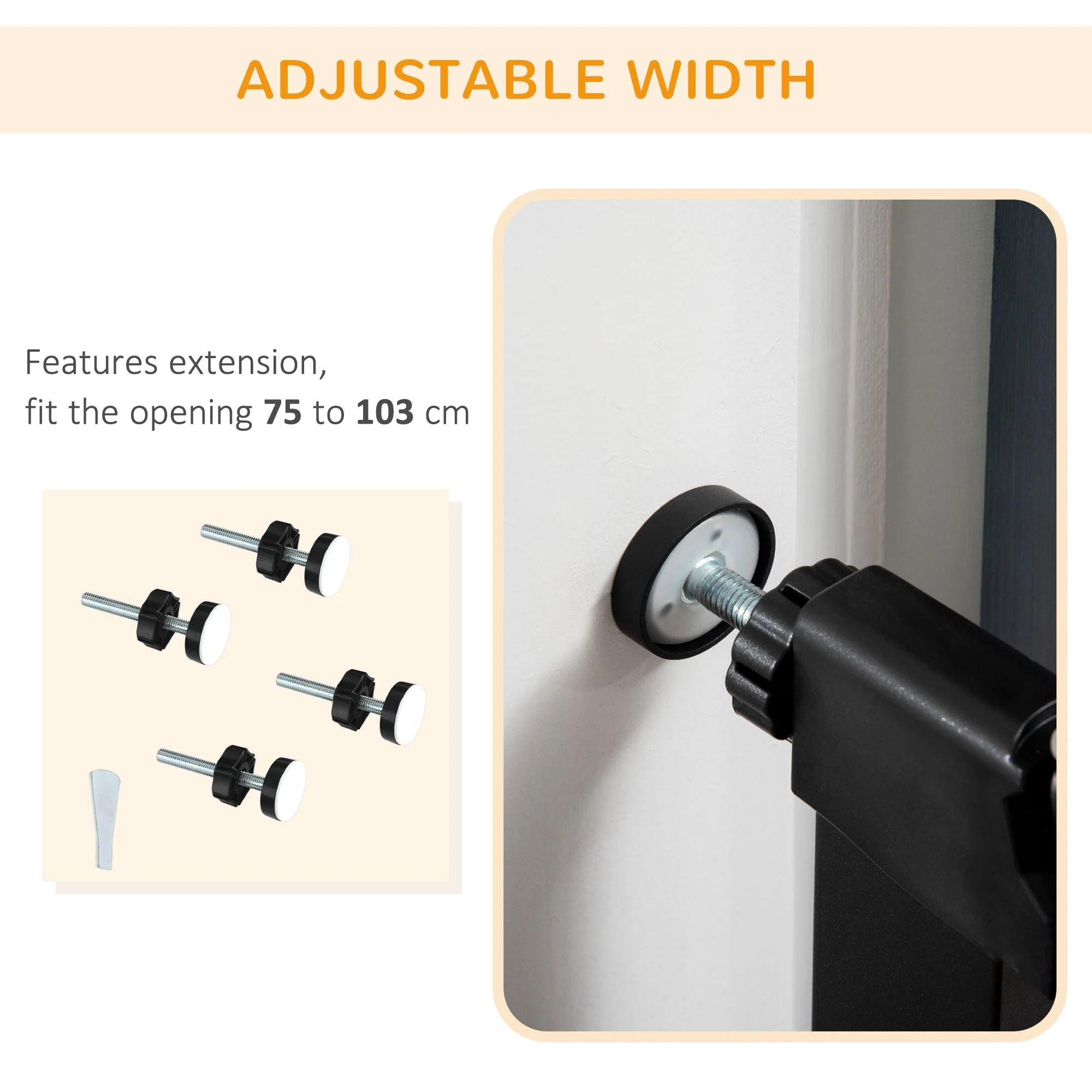 PawHut Pressure Fit Safety Gate for Doors and Stairs - Image 2