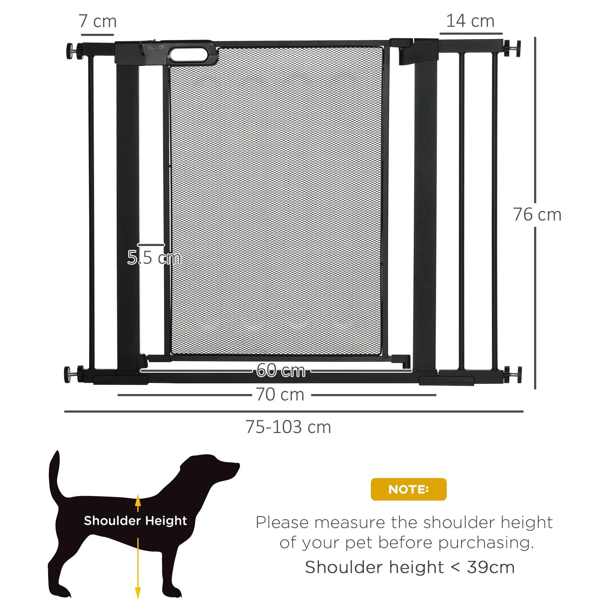 PawHut Pressure Fit Safety Gate for Doors and Stairs - Image 6