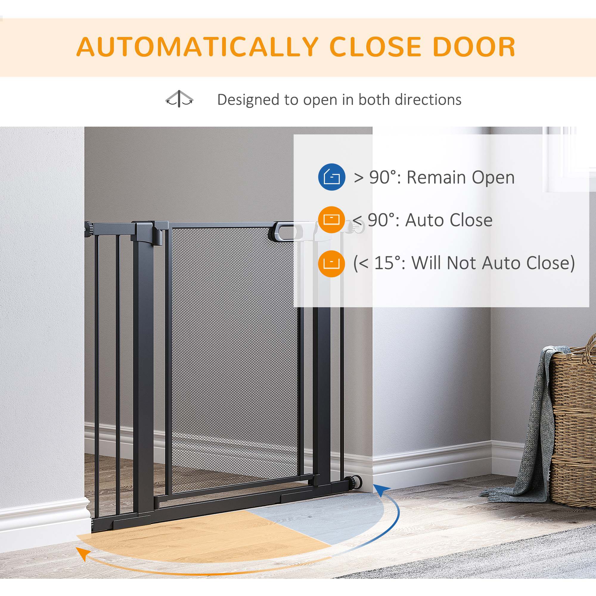 PawHut Pressure Fit Safety Gate for Doors and Stairs - Image 8