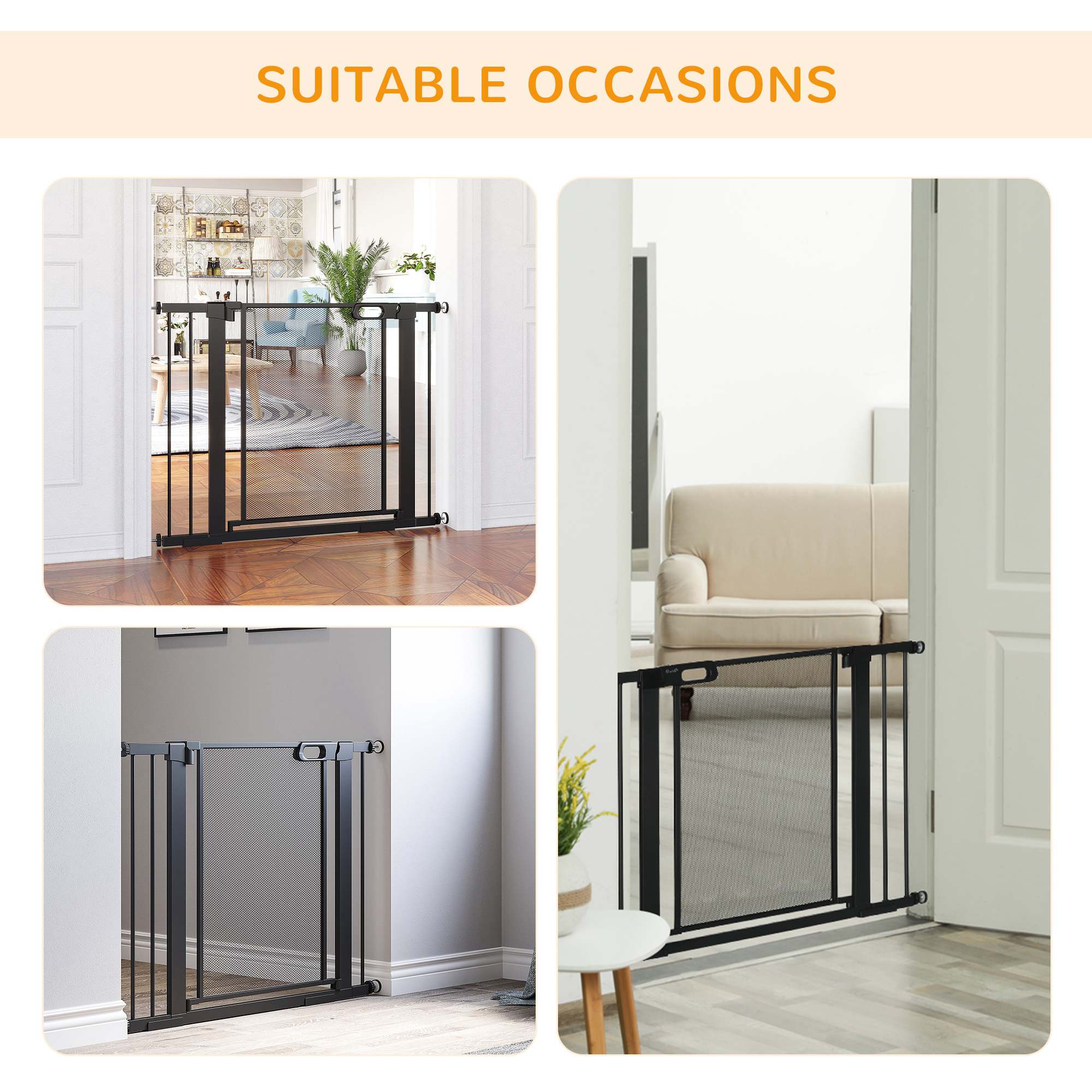 PawHut Pressure Fit Safety Gate for Doors and Stairs - Image 9