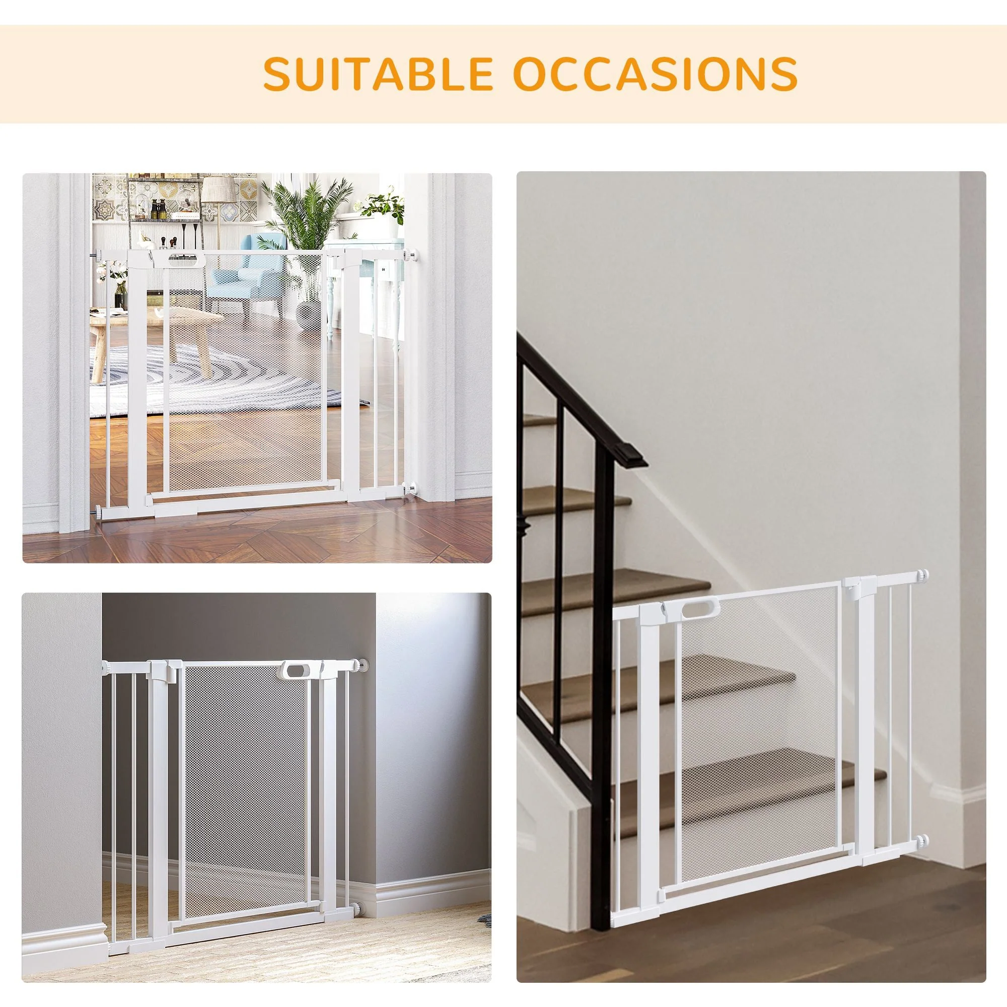 PawHut Pressure Fit Safety Gate for Doorways and Staircases - Image 8