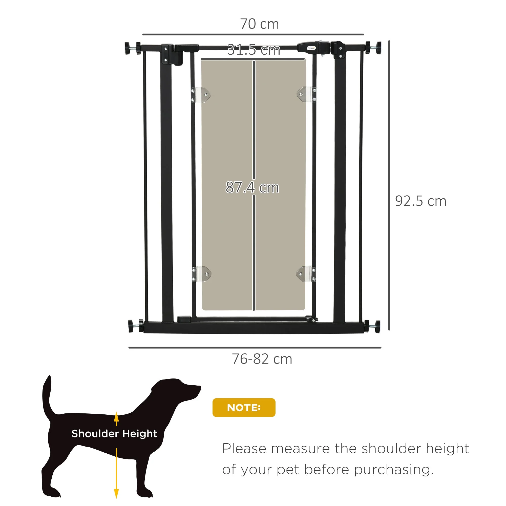 PawHut Pressure Fit Safety Gate for Doorways and Staircases - Image 3