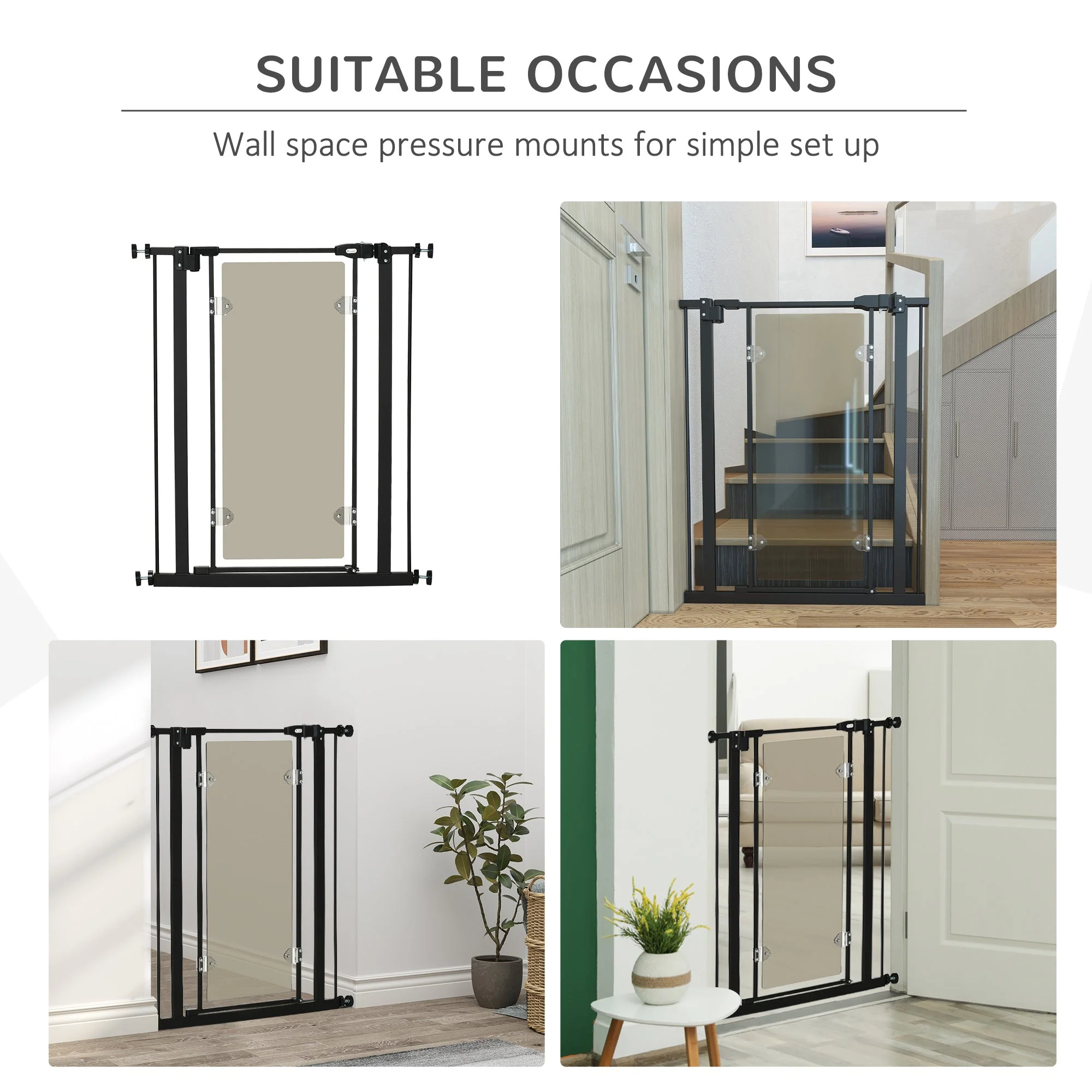 PawHut Pressure Fit Safety Gate for Doorways and Staircases - Image 7