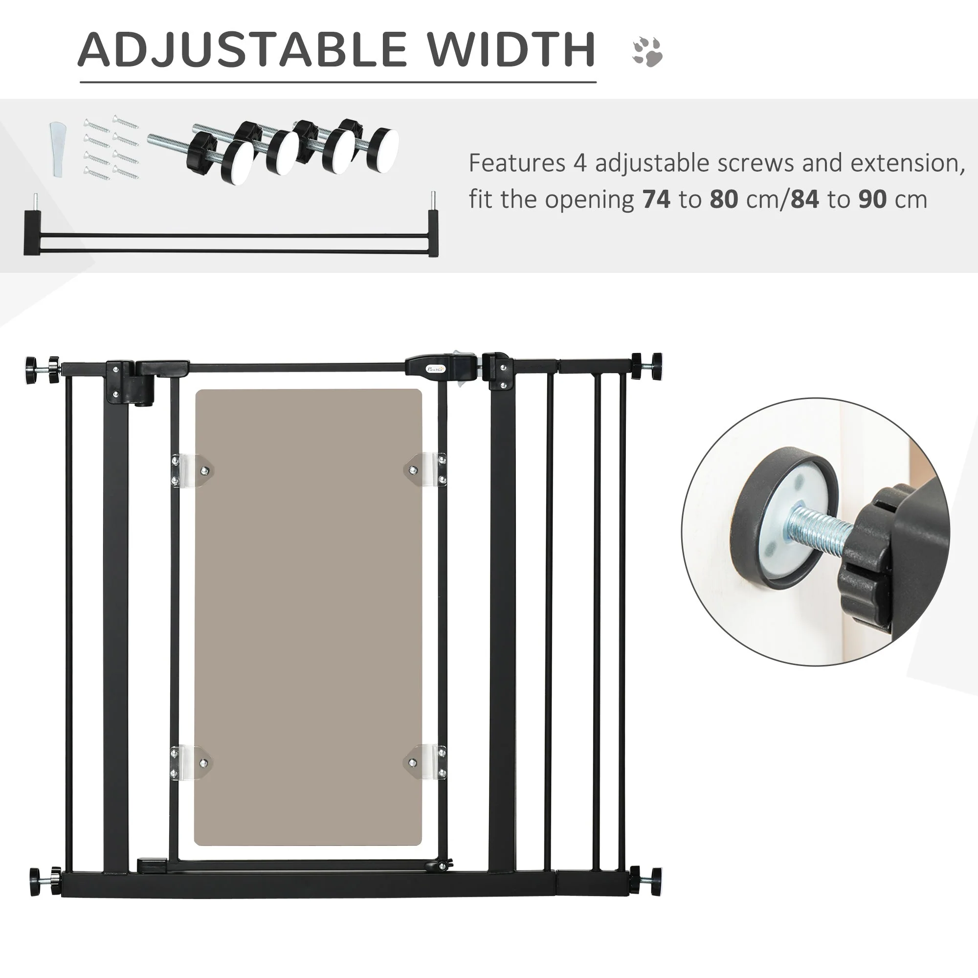 PawHut Pressure Fit Safety Gate for Doorways and Staircases - Image 2