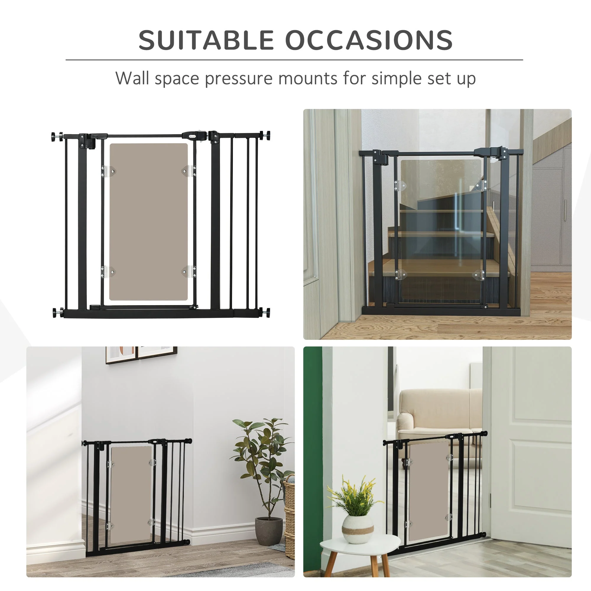 PawHut Pressure Fit Safety Gate for Doorways and Staircases - Image 7
