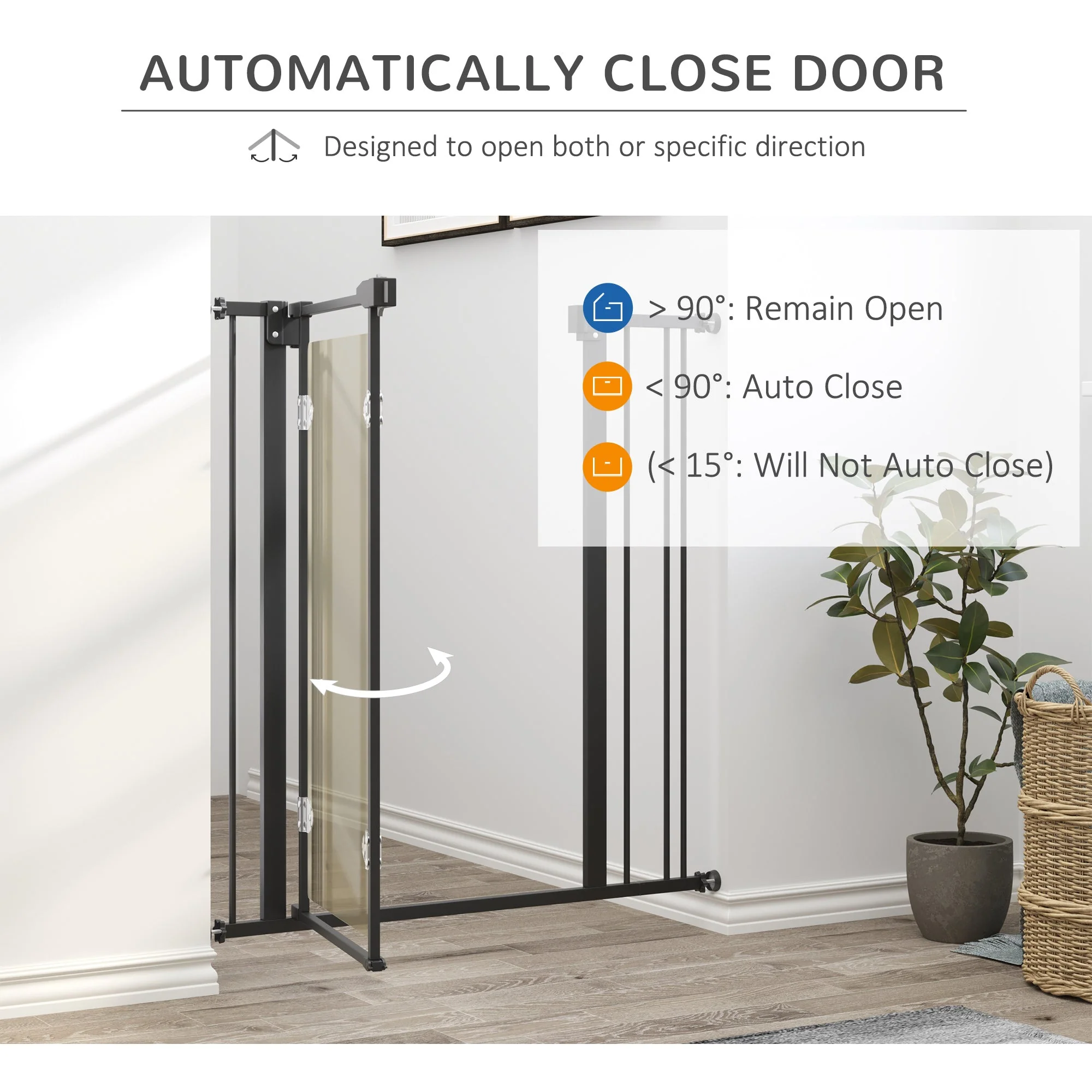 PawHut Pressure Fit Safety Gate for Doorways and Staircases - Image 2