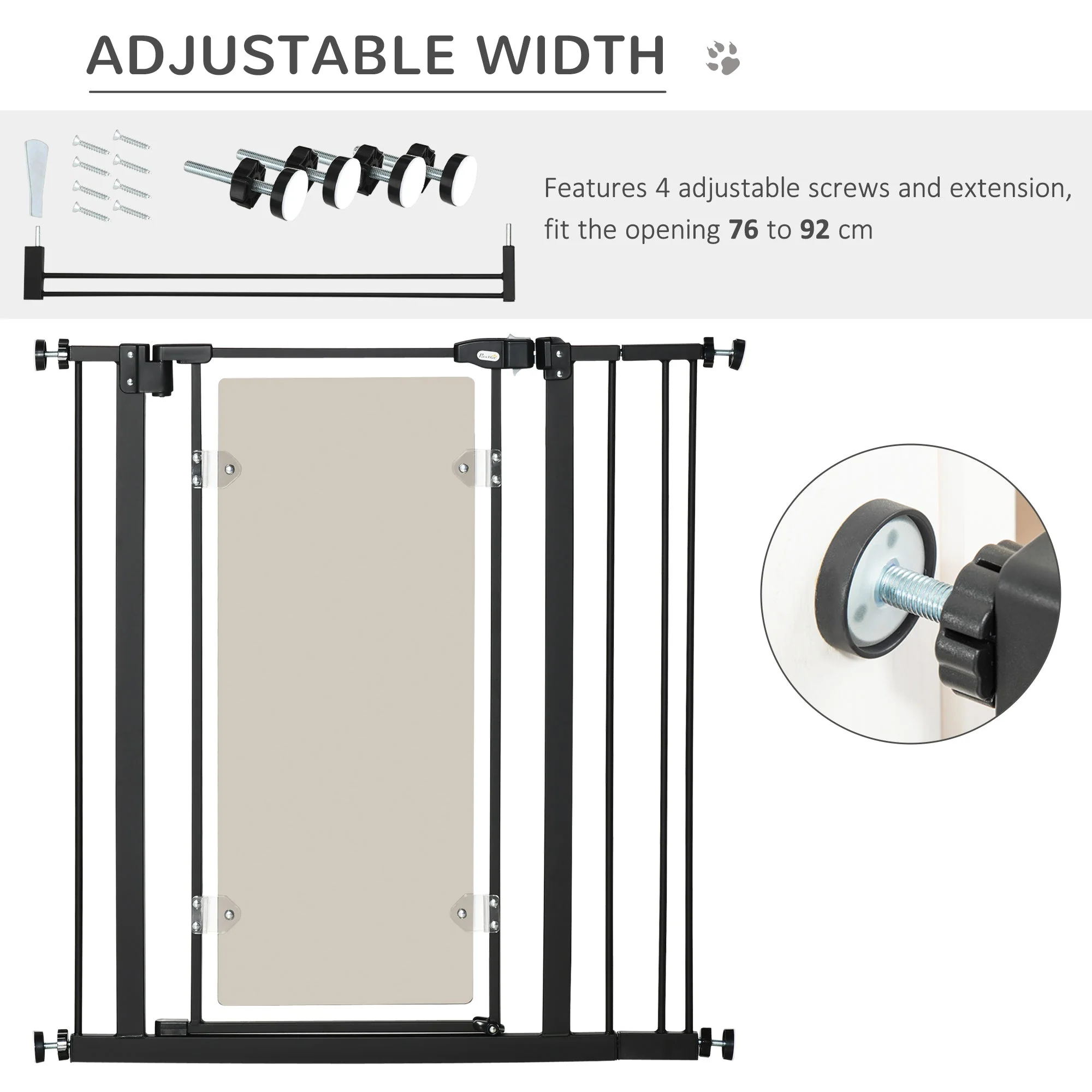 PawHut Pressure Fit Safety Gate for Doorways and Staircases - Image 8