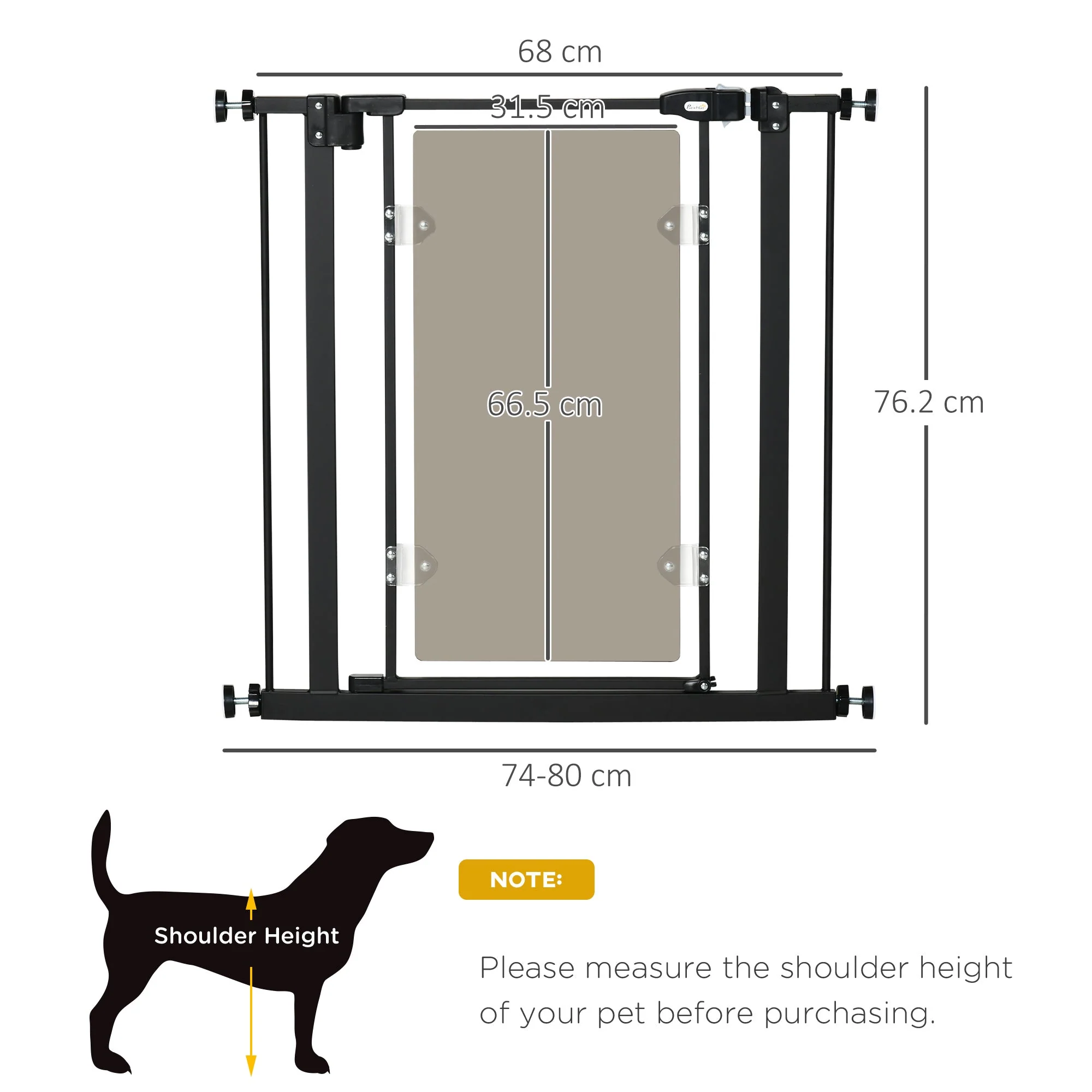 PawHut Pressure Fit Safety Gate for Doorways and Staircases - Image 4