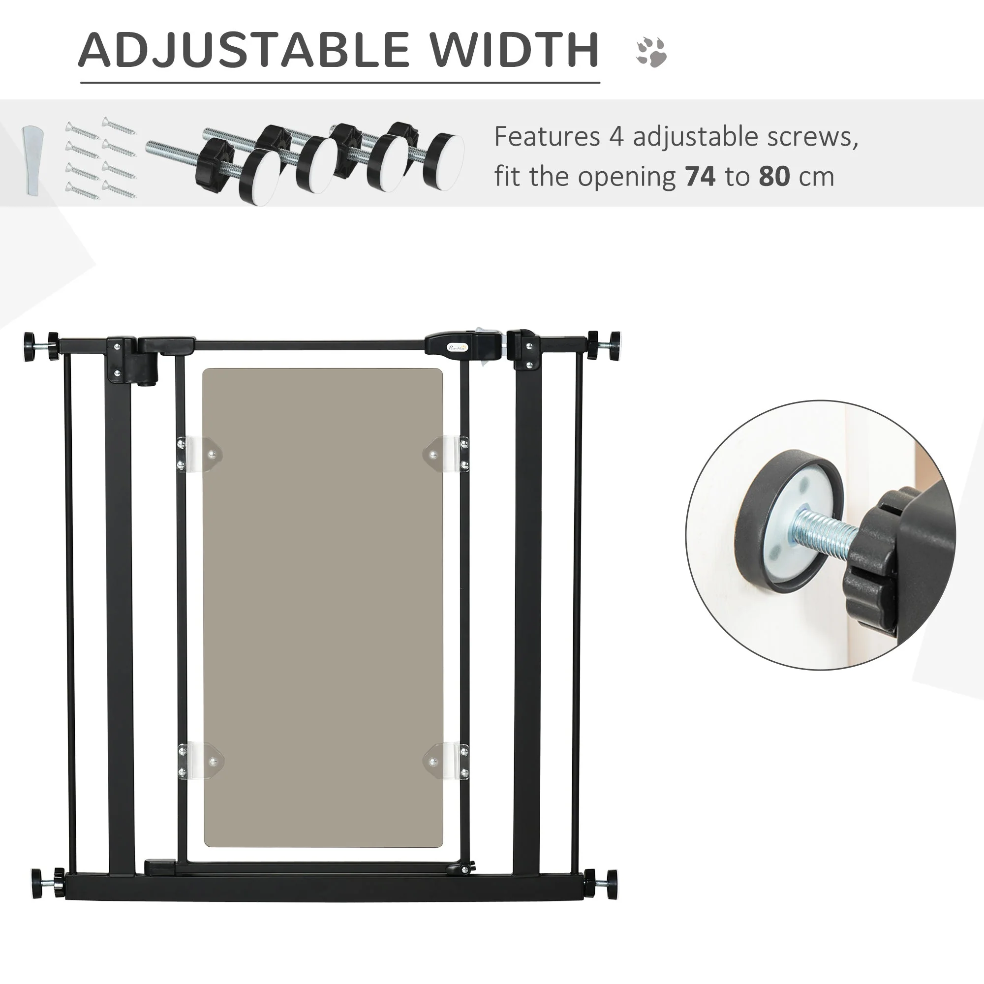 PawHut Pressure Fit Safety Gate for Doorways and Staircases - Image 7
