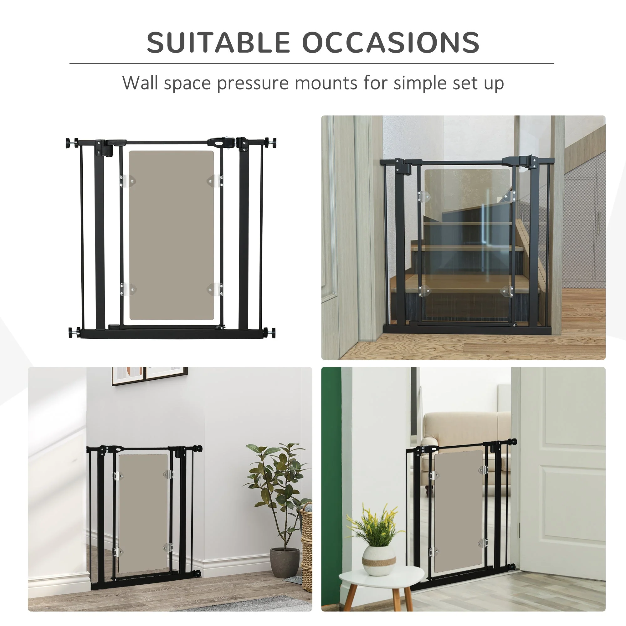 PawHut Pressure Fit Safety Gate for Doorways and Staircases - Image 8
