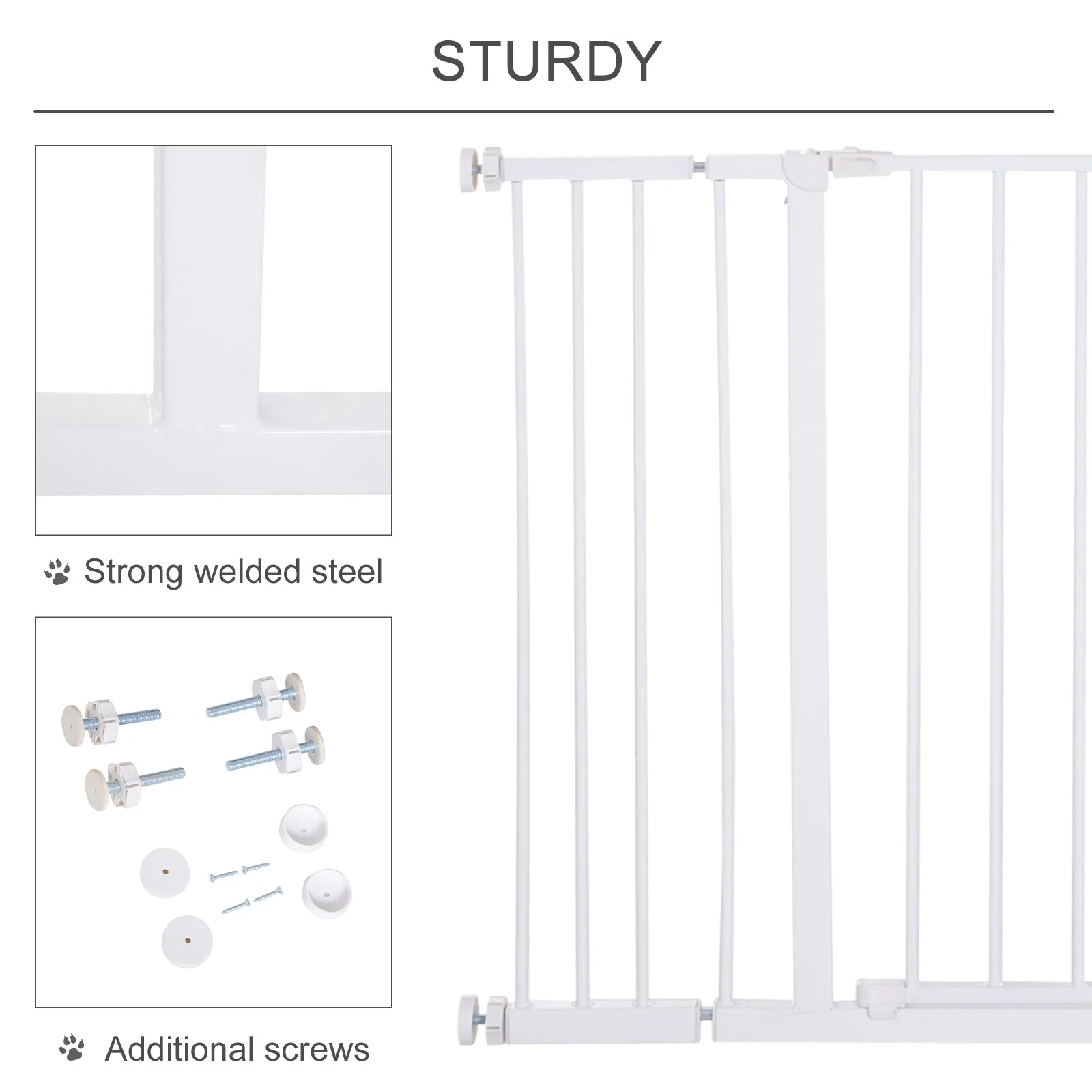 PawHut Pressure Fitted Pet Dog Safety Gate Metal Fence Extending 72-107cm Wide - Image 7