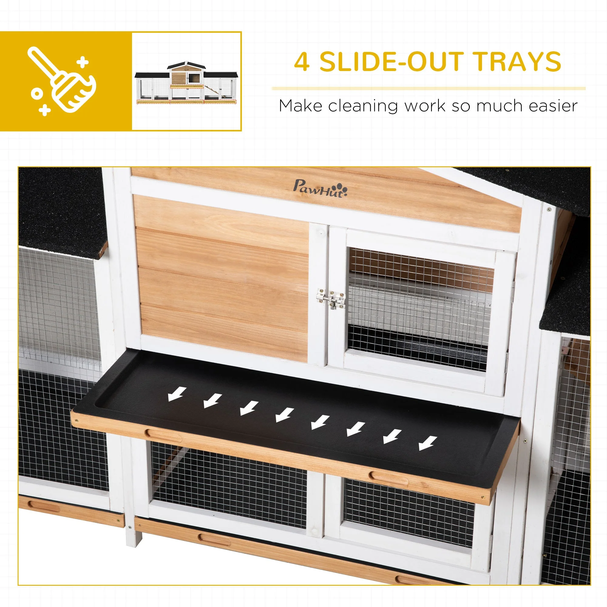 PawHut Rabbit Hutch Outdoor - Image 4