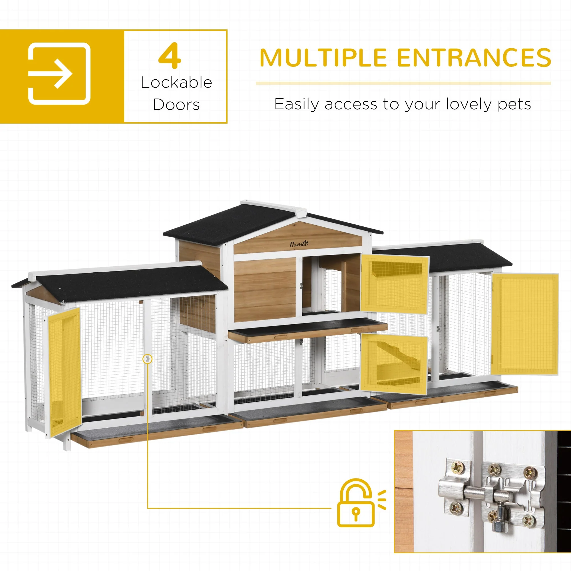 PawHut Rabbit Hutch Outdoor - Image 5