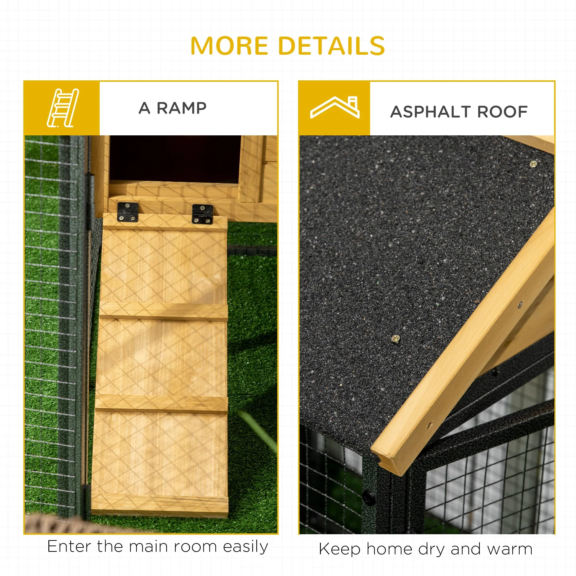 PawHut Rabbit Hutch Outdoor Bunny Cage with Run - Image 7