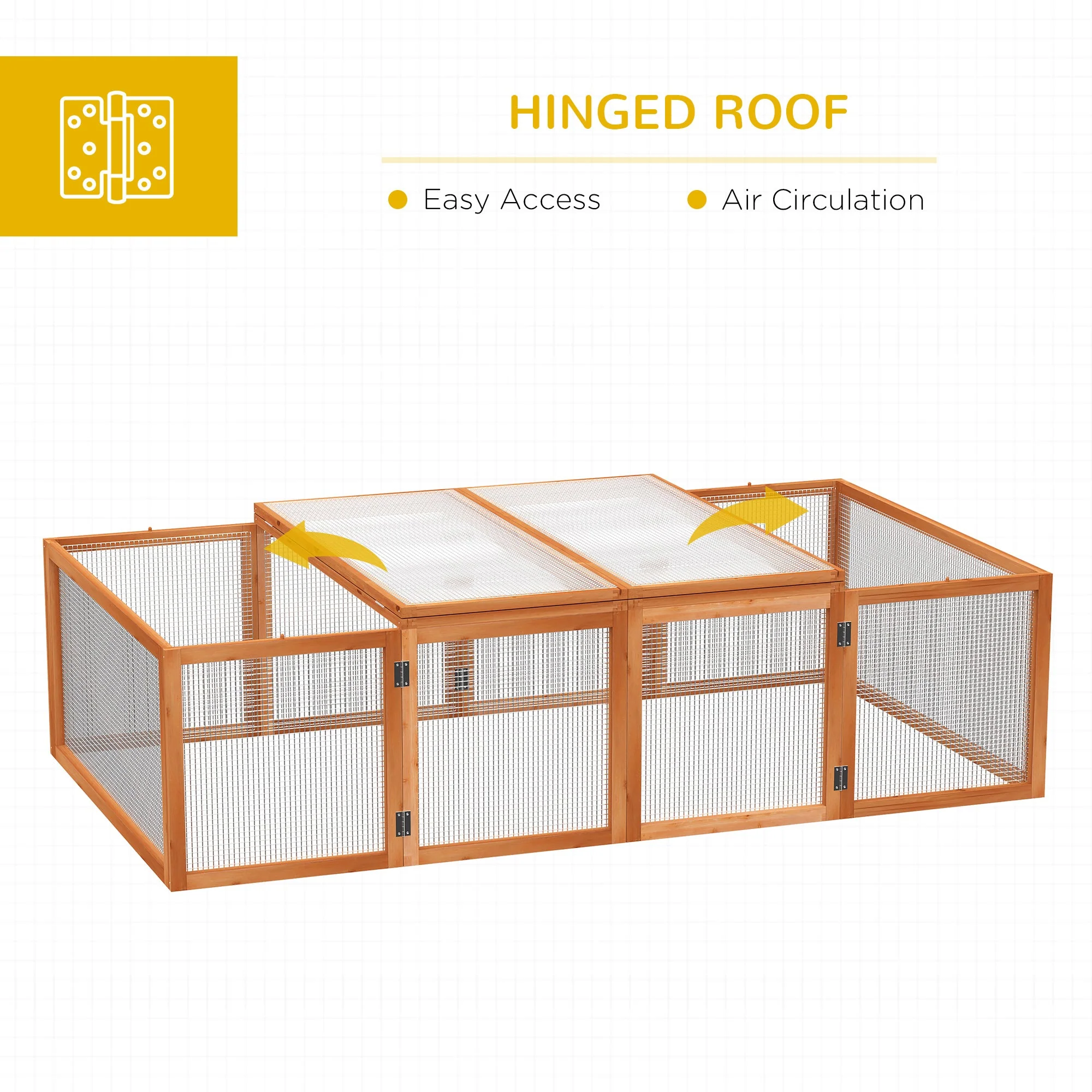 PawHut Rabbit Hutch W/ Mesh Wire - Image 2