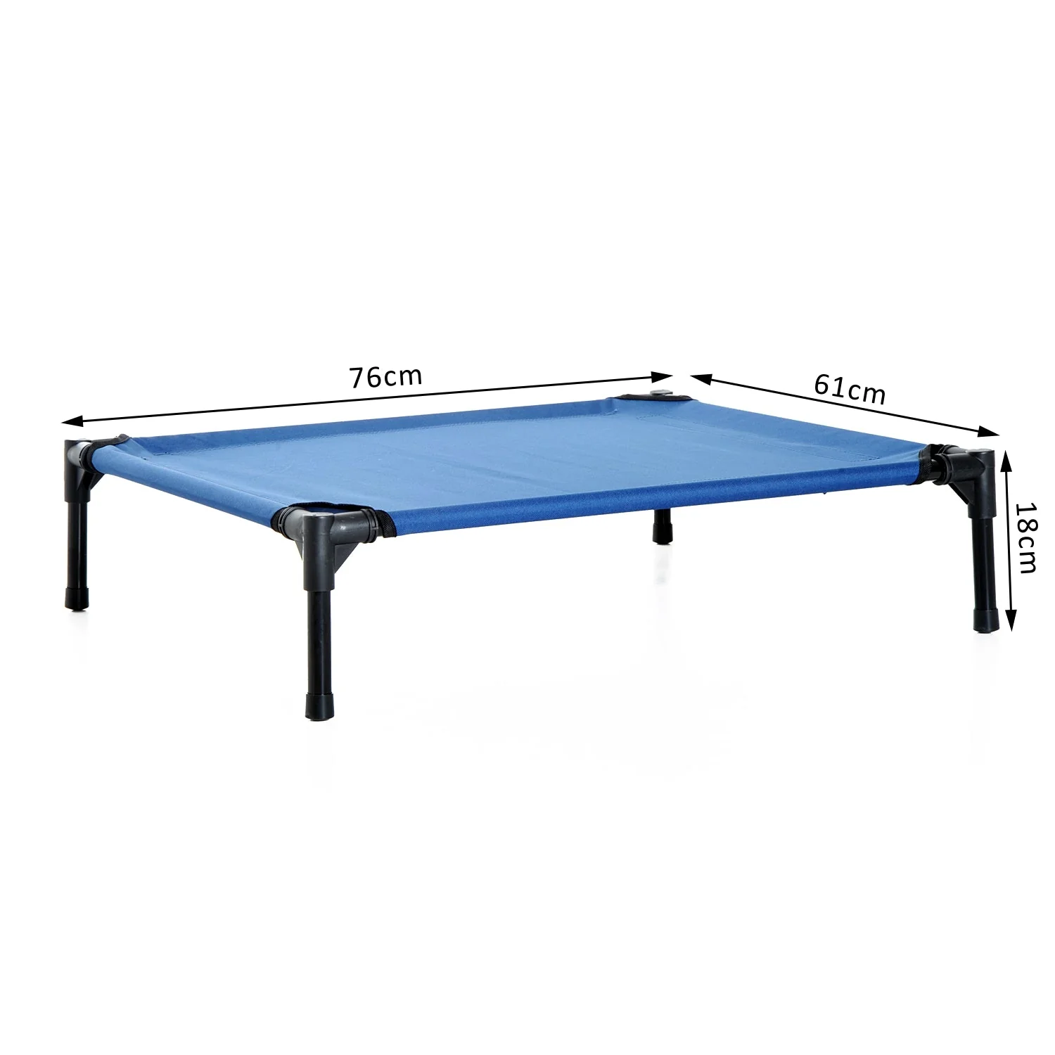 Pawhut Raised Dog Bed Cat Elevated Lifted Portable Camping With Metal Frame Blue (Medium) - Image 2