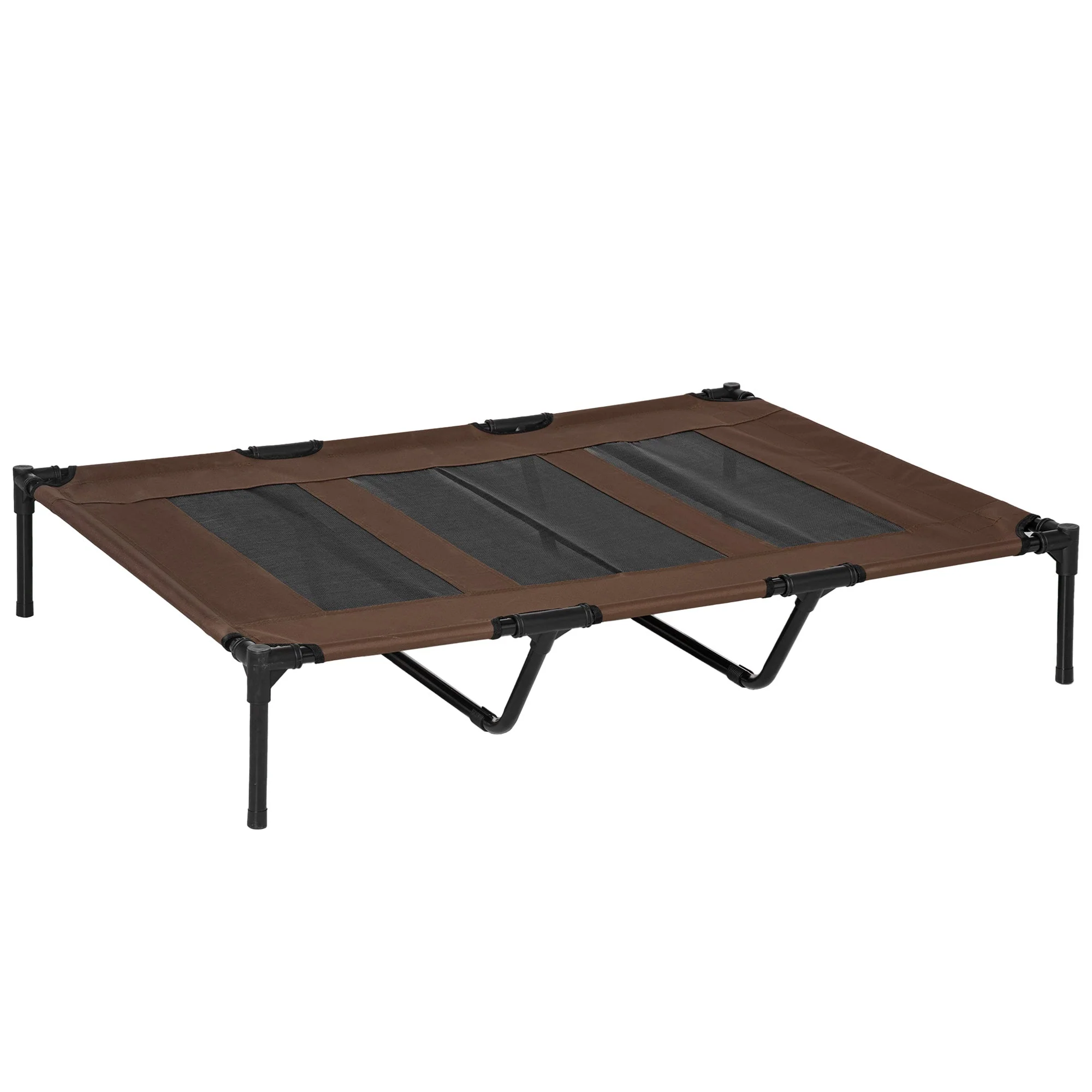 PawHut Raised Dog Bed Cooling Elevated Pet Cot with Breathable Mesh for Indoor Outdoor Use Brown - Image 2