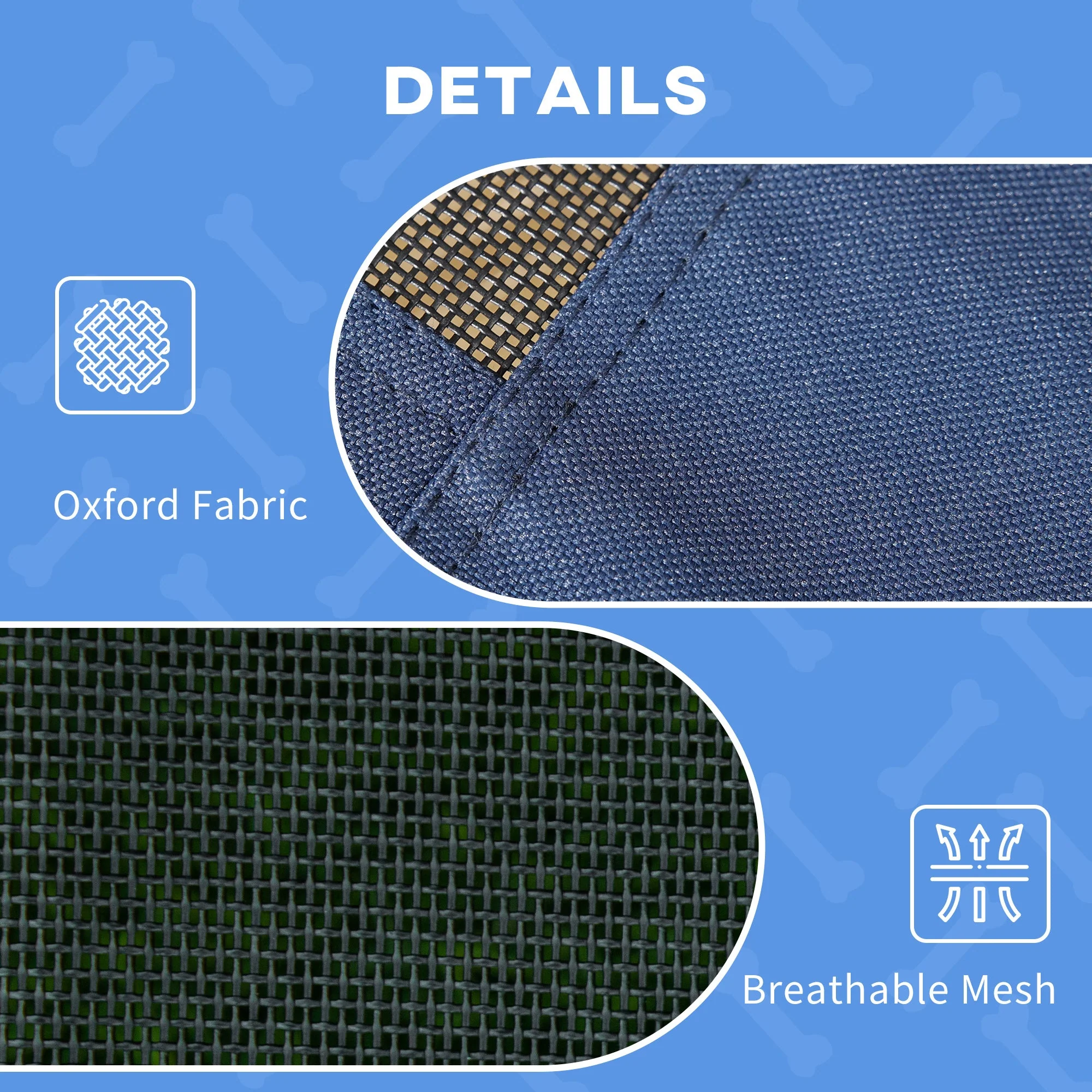 PawHut Raised Dog Bed Waterproof Elevated Pet Cot with Breathable Mesh UV Protection Canopy Blue - Image 4