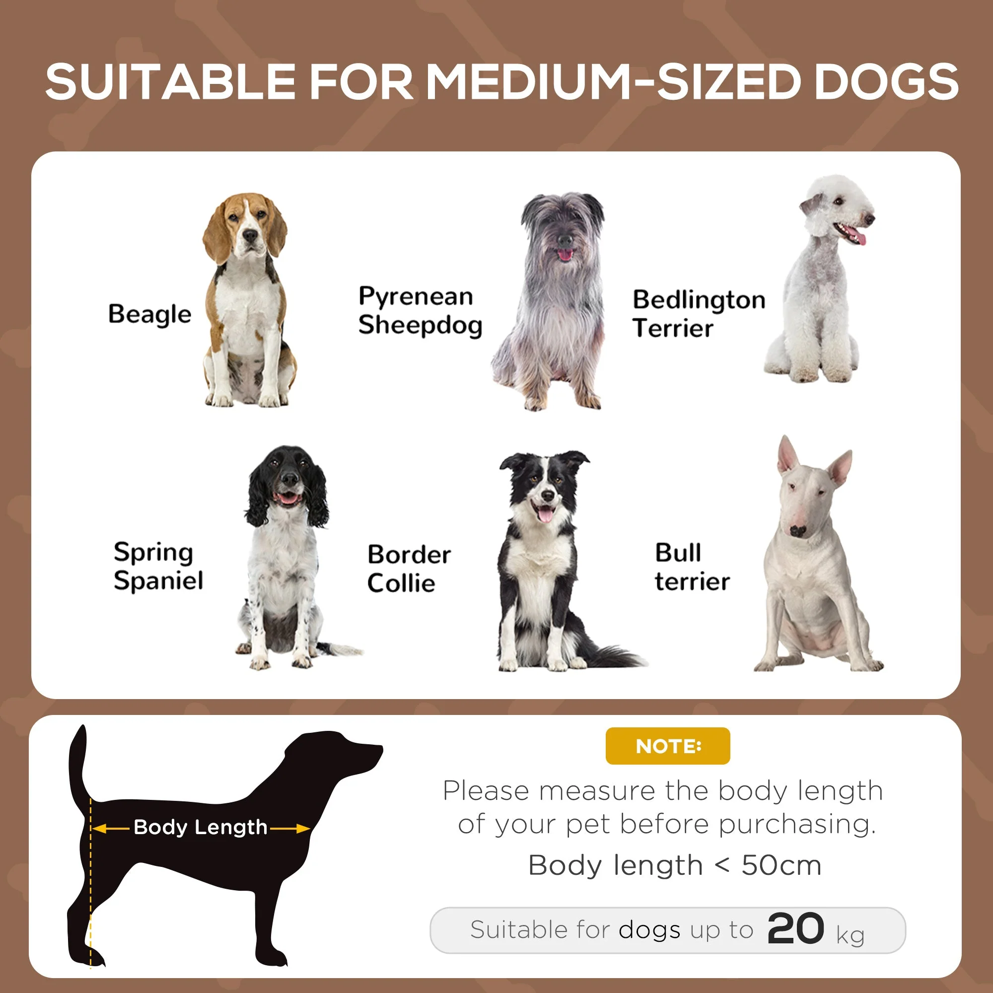 PawHut Raised Dog Bed Waterproof Elevated Pet Cot with Breathable Mesh UV Protection Canopy Coffee - Image 3