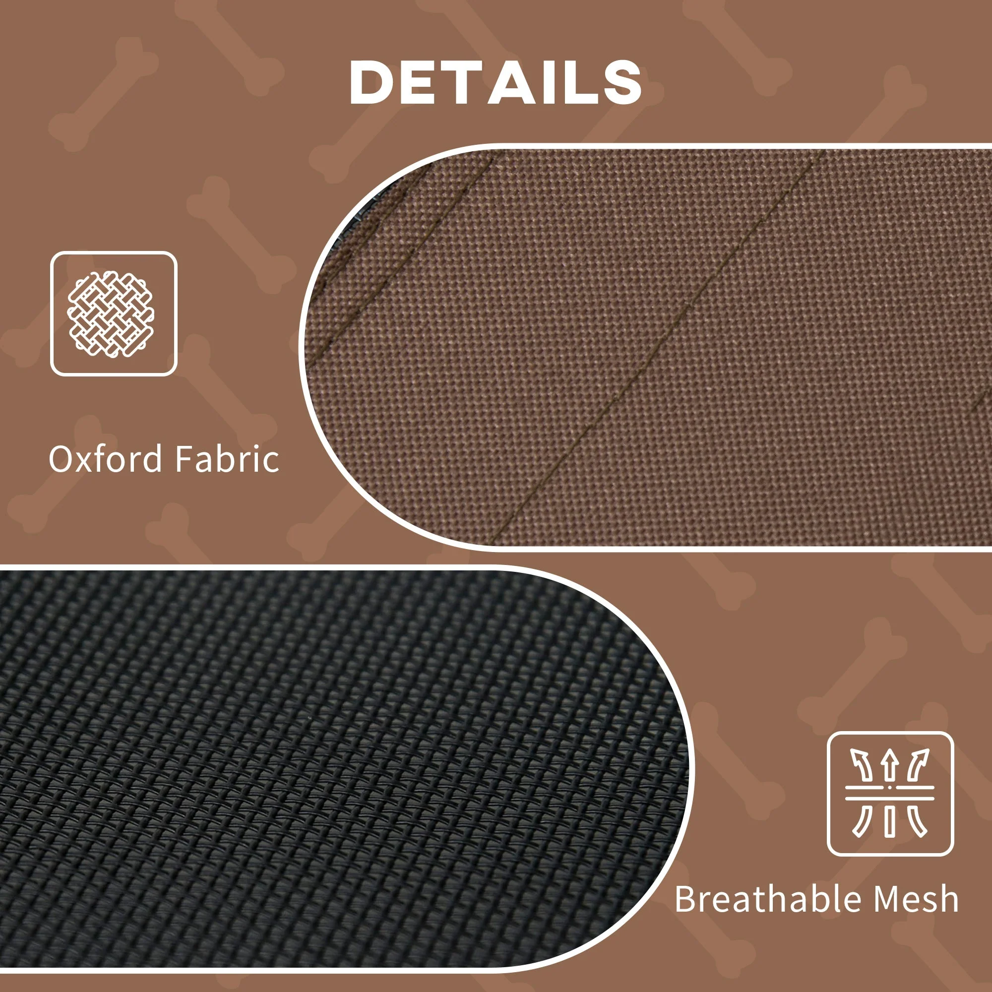 PawHut Raised Dog Bed Waterproof Elevated Pet Cot with Breathable Mesh UV Protection Canopy Coffee - Image 6
