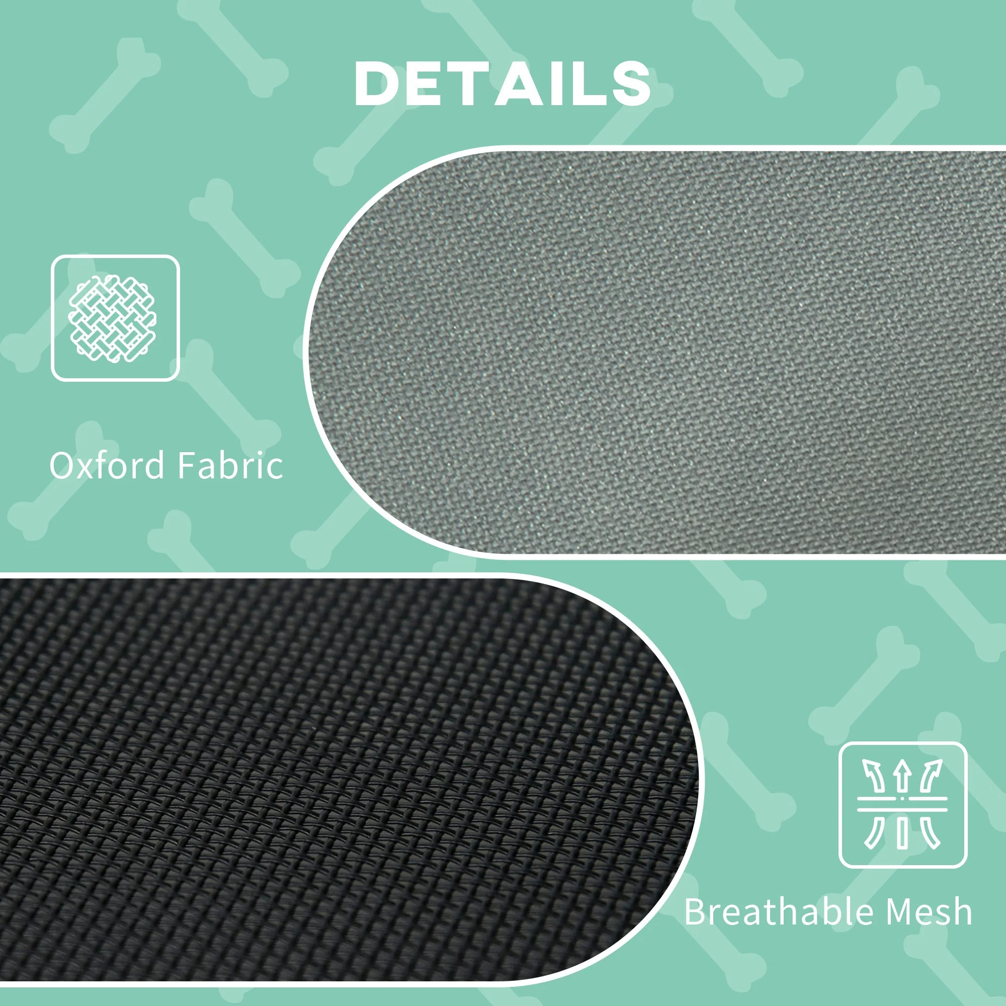 PawHut Raised Dog Bed Waterproof Elevated Pet Cot with Breathable Mesh UV Protection Canopy Grey - Image 6