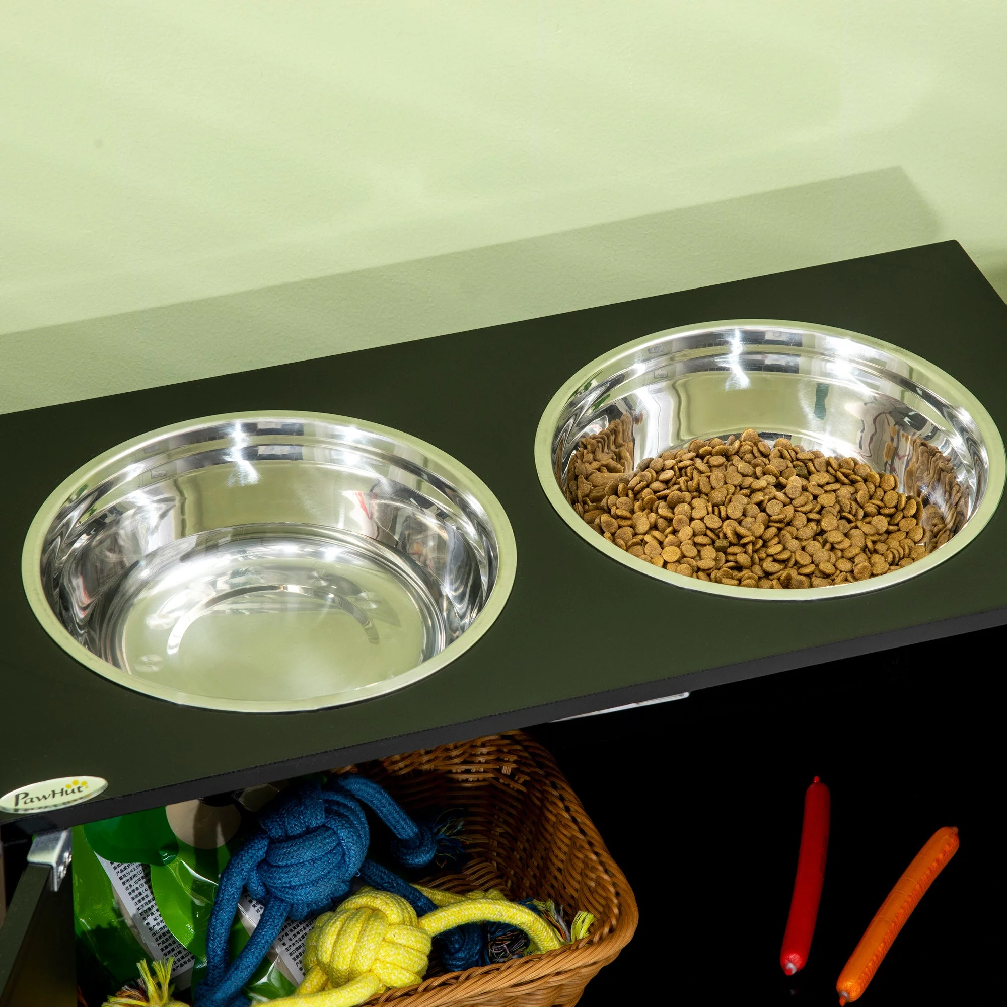 PawHut Raised Dog Bowls for Large Dogs Pet Feeding Station with Stand - Image 3