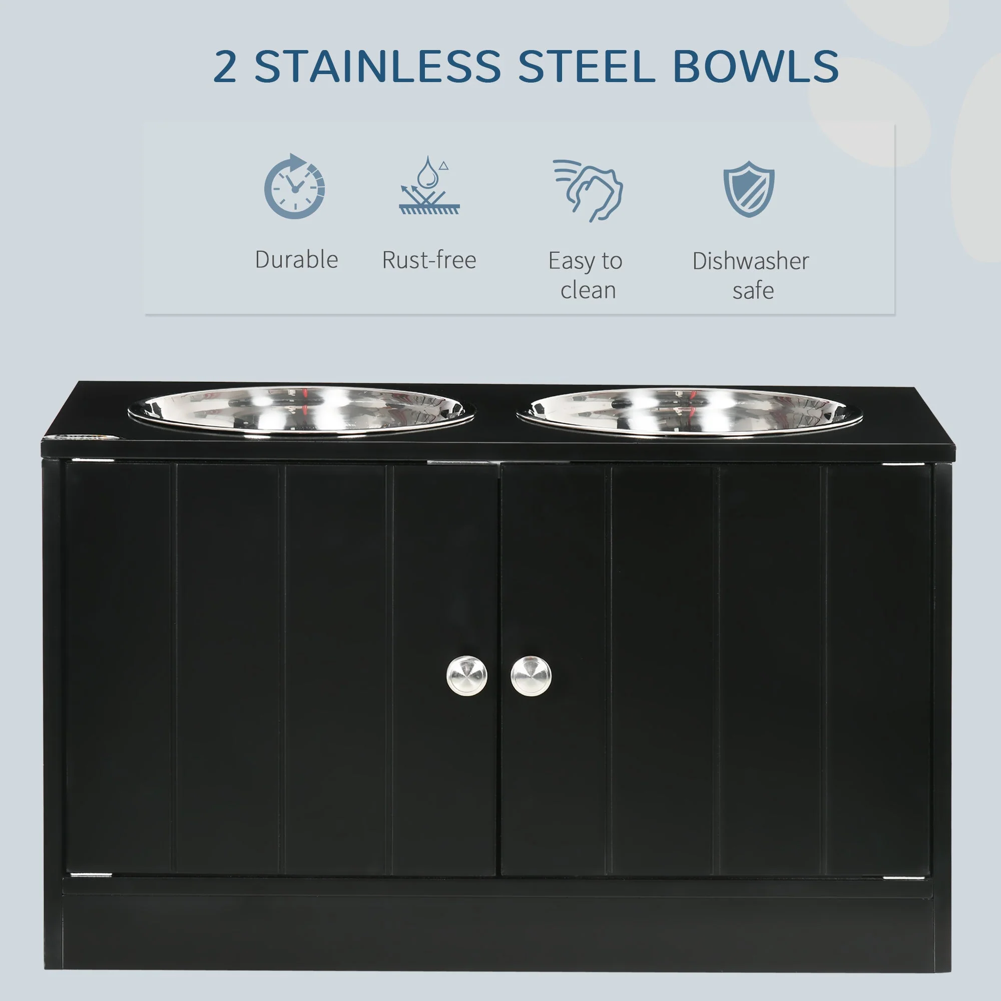 PawHut Raised Dog Bowls for Large Dogs Pet Feeding Station with Stand - Image 6