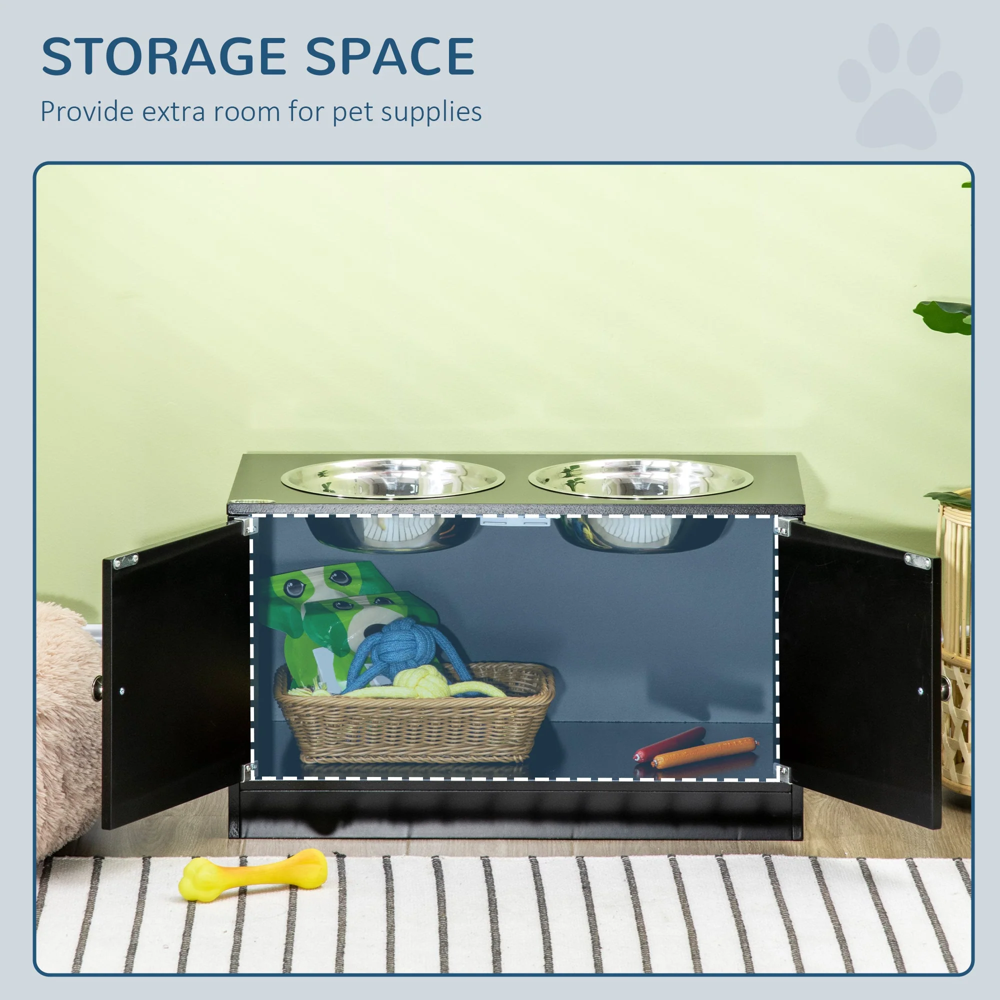 PawHut Raised Dog Bowls for Large Dogs Pet Feeding Station with Stand - Image 7