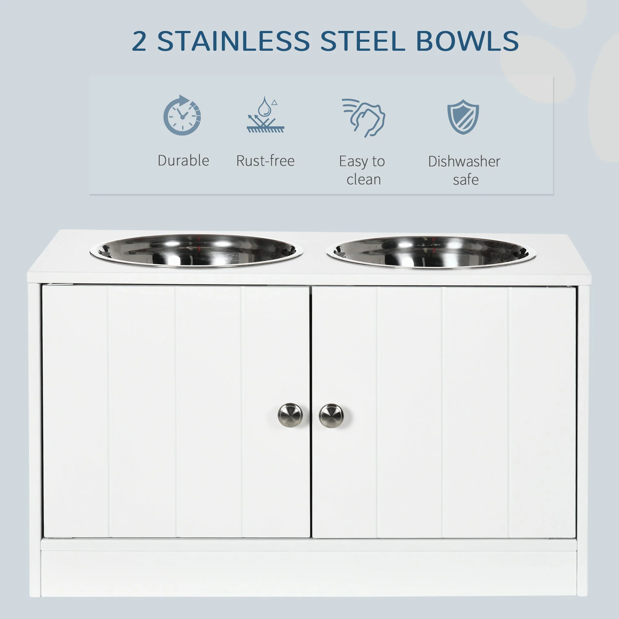PawHut Raised Dog Bowls for Large Dogs Pet Feeding Station with Stand - Image 4