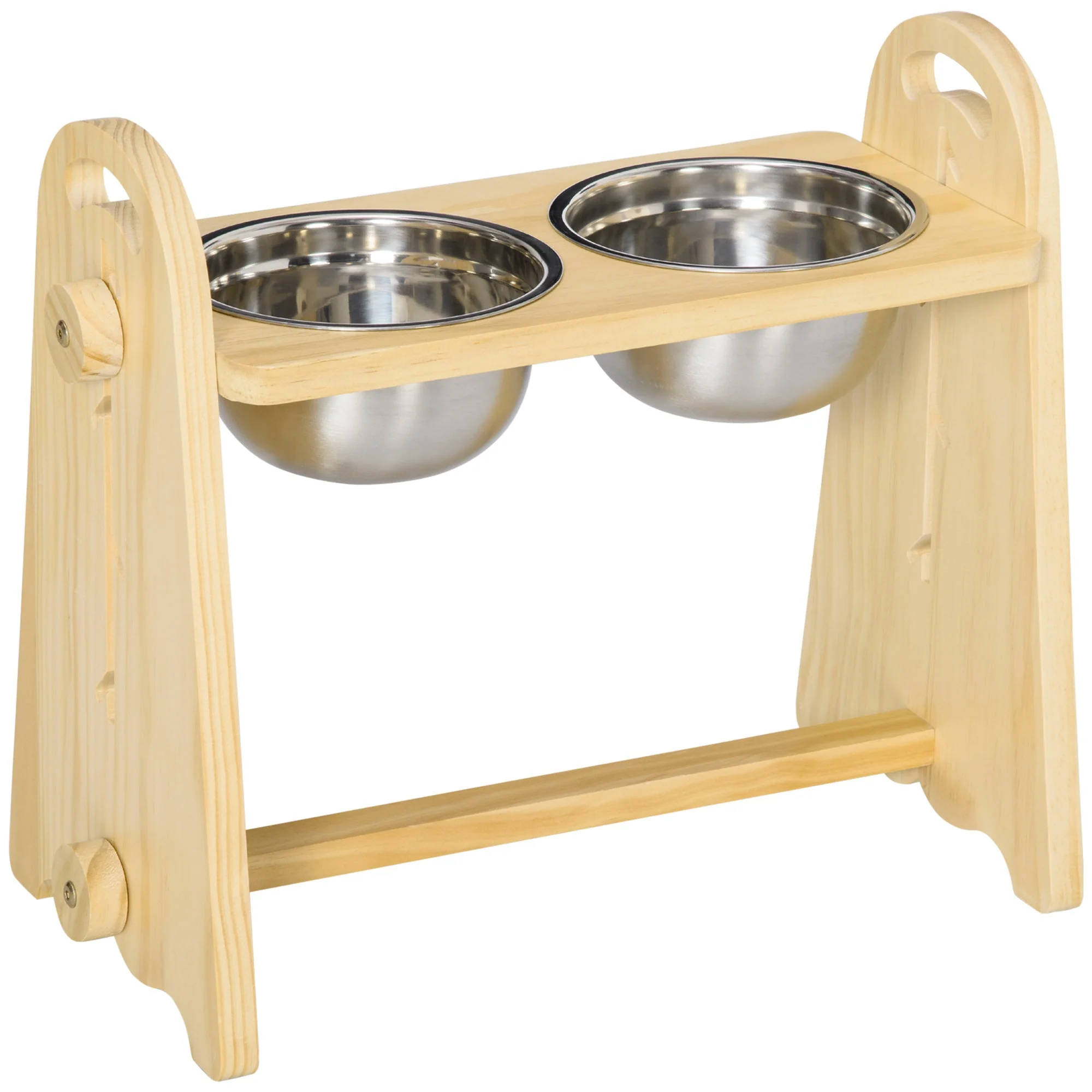 PawHut Raised Dog Bowls with Stand Adjustable Raised Pet Feeder with 2 Removable Stainless Steel Bowls for Small to Extra Large Dogs - Image 3