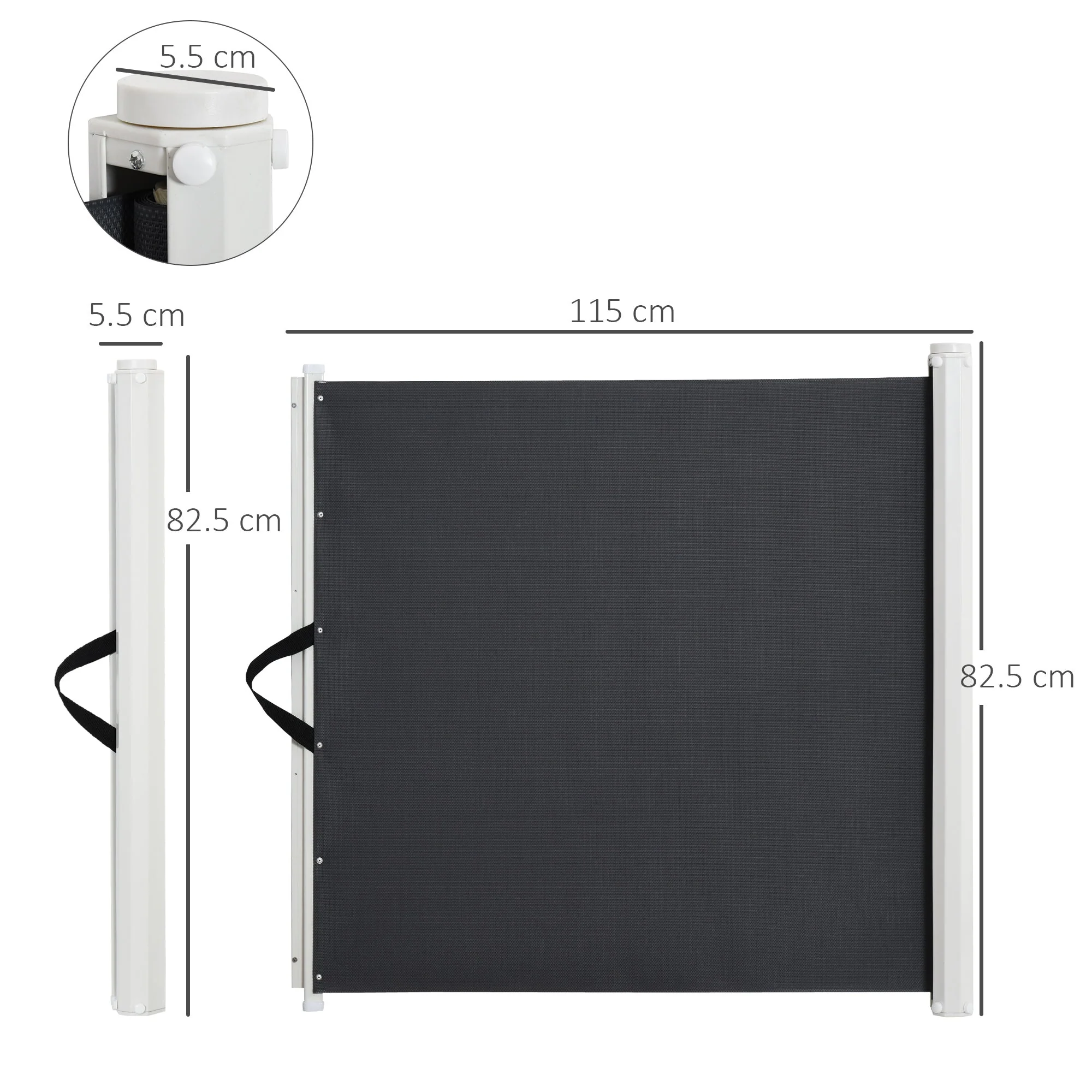 PawHut Retractable Safety Gate Dog Pet Barrier Folding Protector Home Doorway Room Divider Stair Guard Grey 115L x 82.5H cm - Image 3