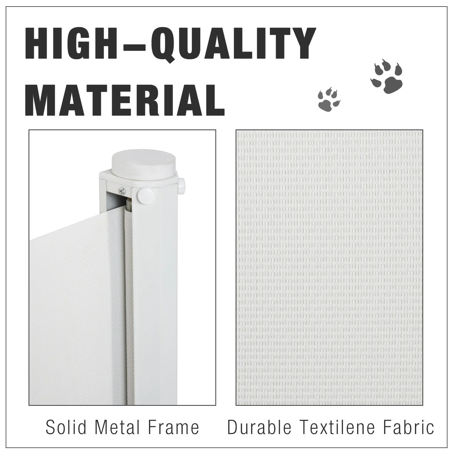 PawHut Retractable Safety Gate Dog Pet Barrier Folding Protector Home Doorway Room Divider Stair Guard White 115Lx82.5H cm - Image 6