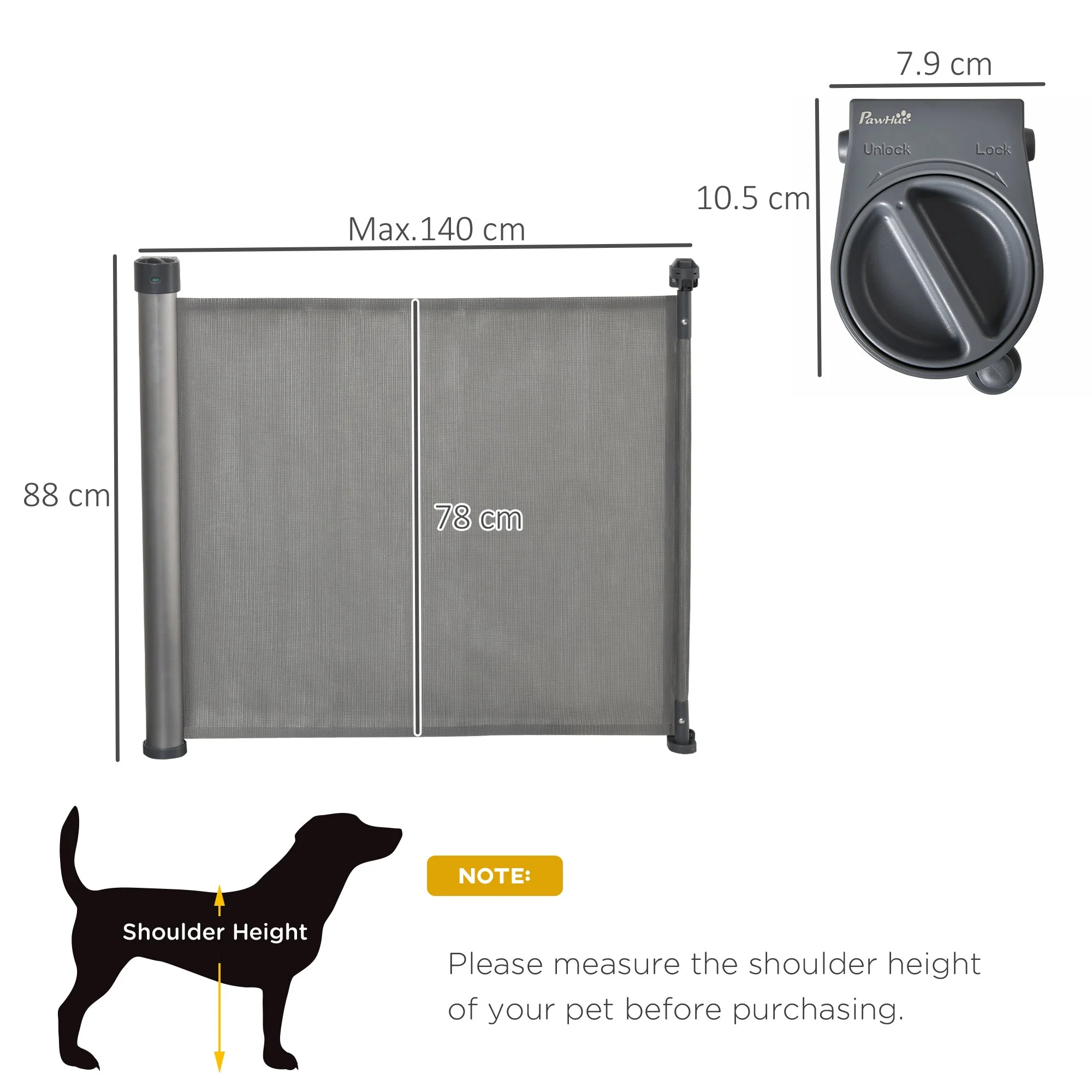 PawHut Retractable Stair Gate for Dogs 140cm Extendable - Image 4