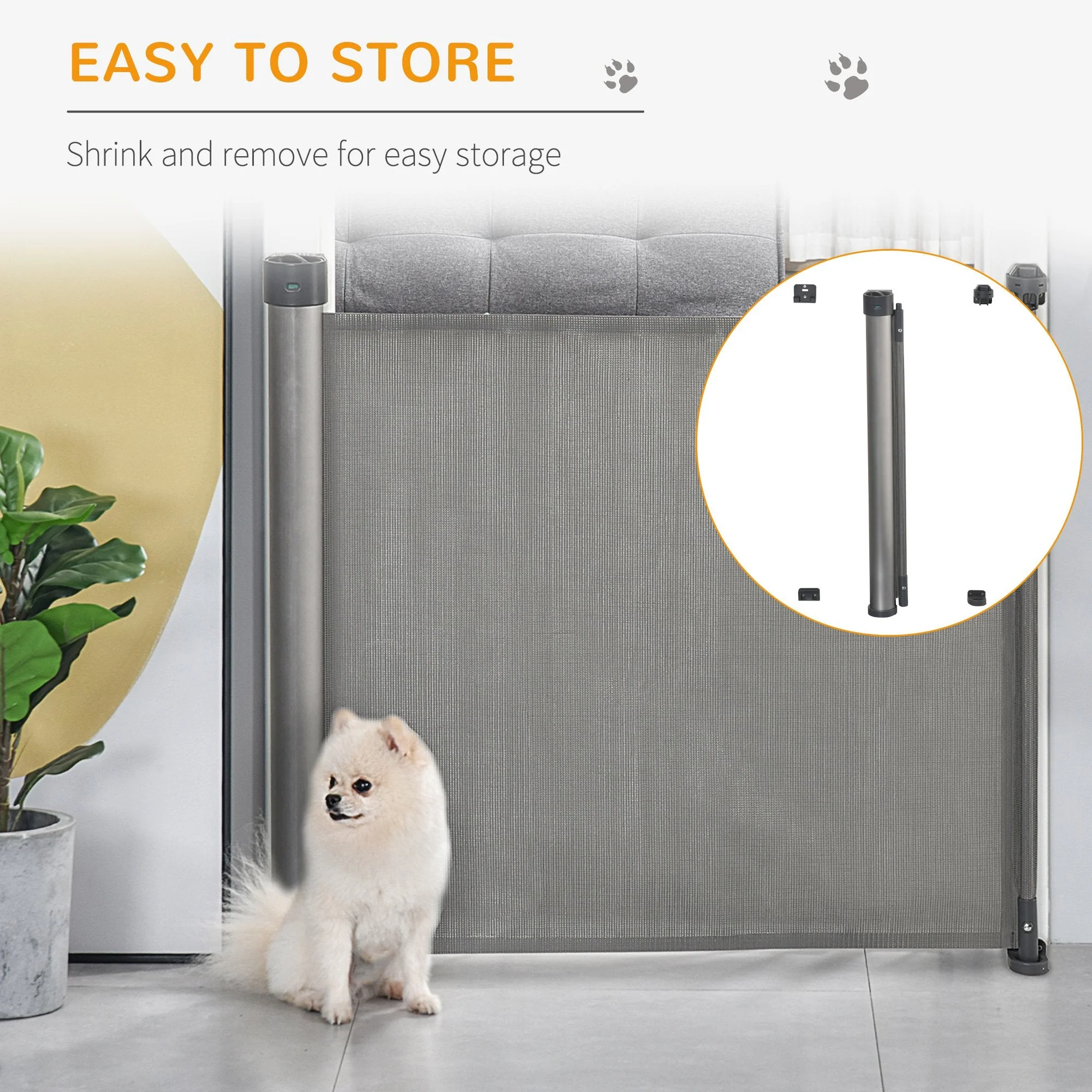 PawHut Retractable Stair Gate for Dogs 140cm Extendable - Image 6