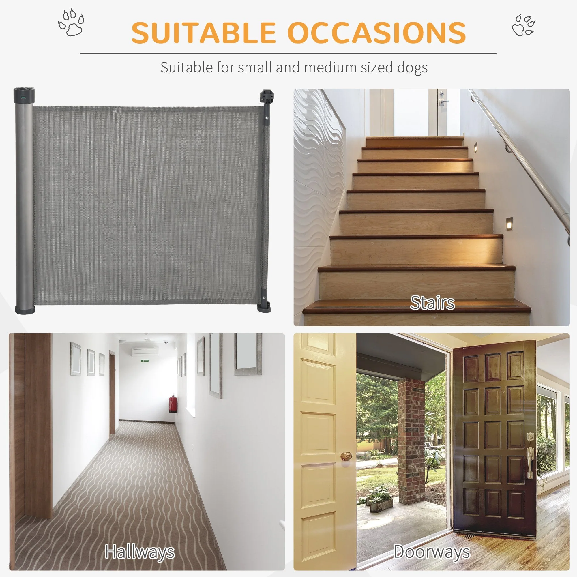 PawHut Retractable Stair Gate for Dogs 140cm Extendable - Image 7