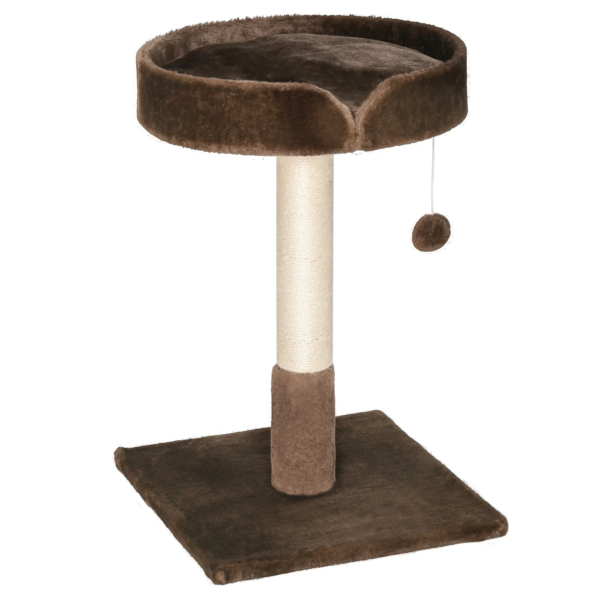 PawHut Small Cat Tree for Indoor Cats with Sisal Scratching Post Kitten Bed Cushion Ball Toy - Image 2