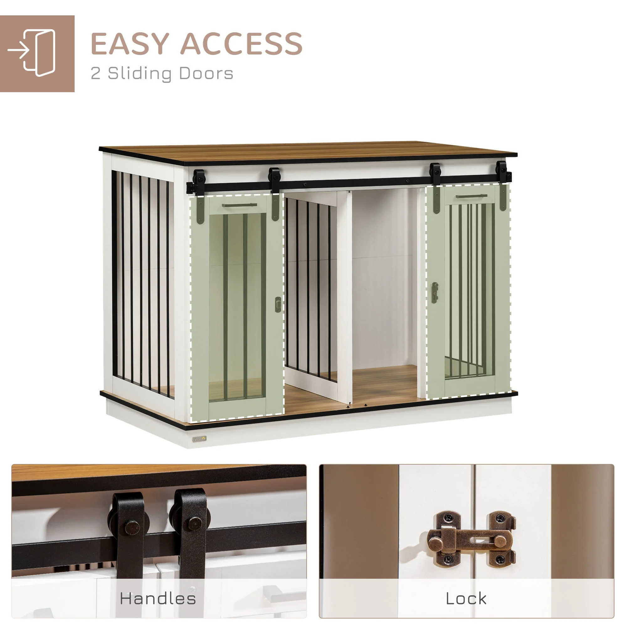 PawHut Two-Room Modern Dog Crate - Image 6