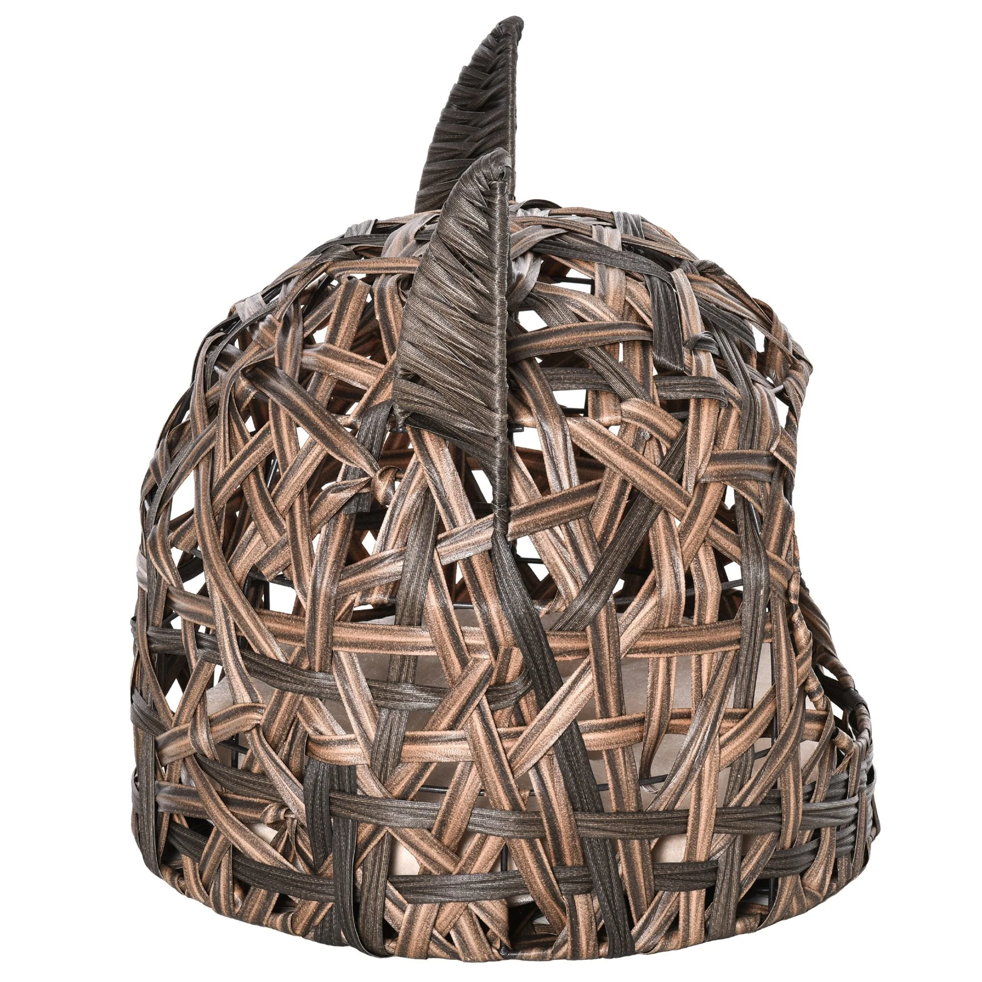 PawHut Wicker Cat Bed Rattan Kitten Basket Pet Den. House Cozy Cute-shaped Cave with Soft Cushion Brown - Image 8